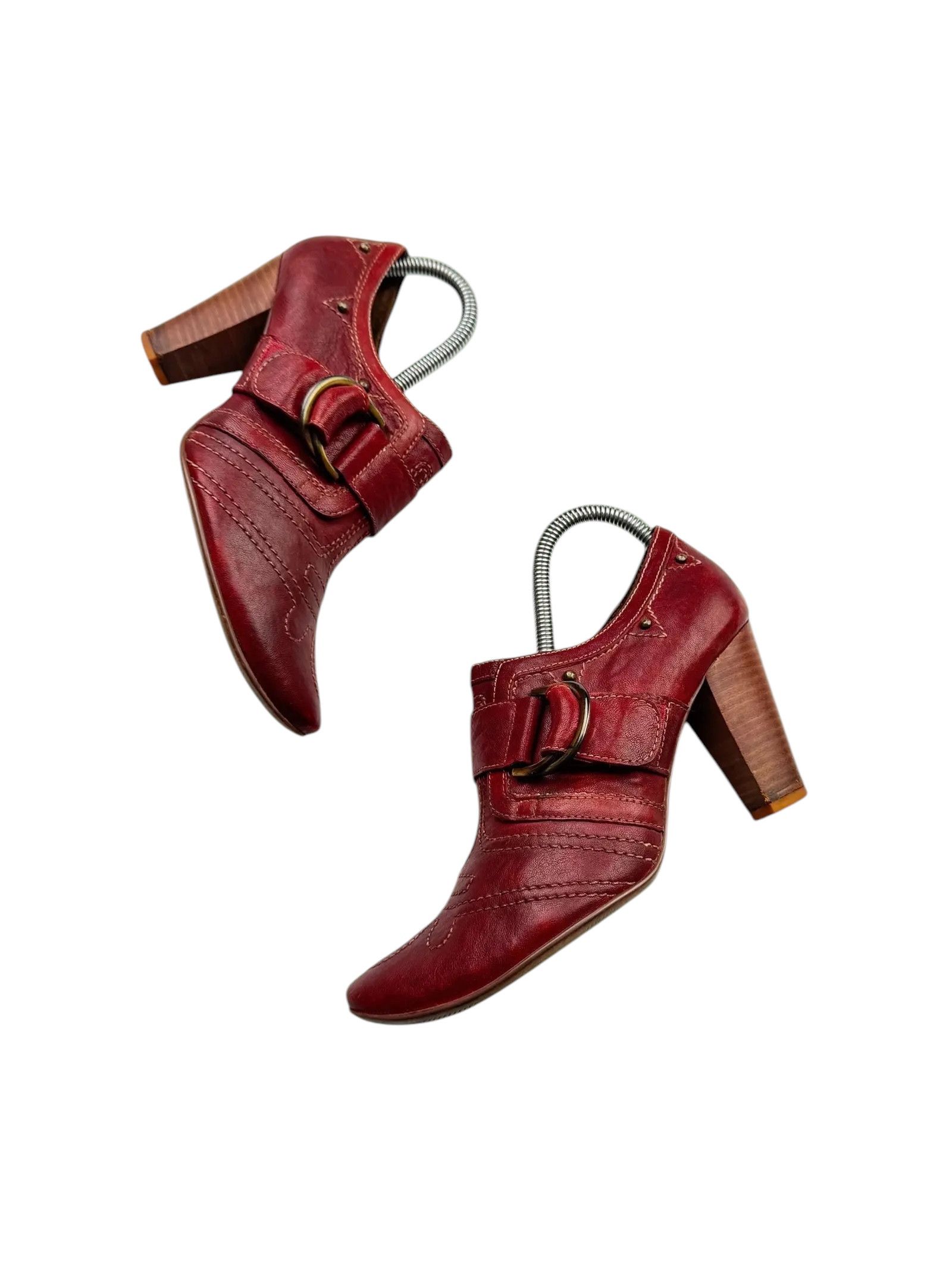 Vintage Vintage Leather Heels With Straps M10D15(E119)(V5) Size US 7 / IT 37 - 1 Thumbnail