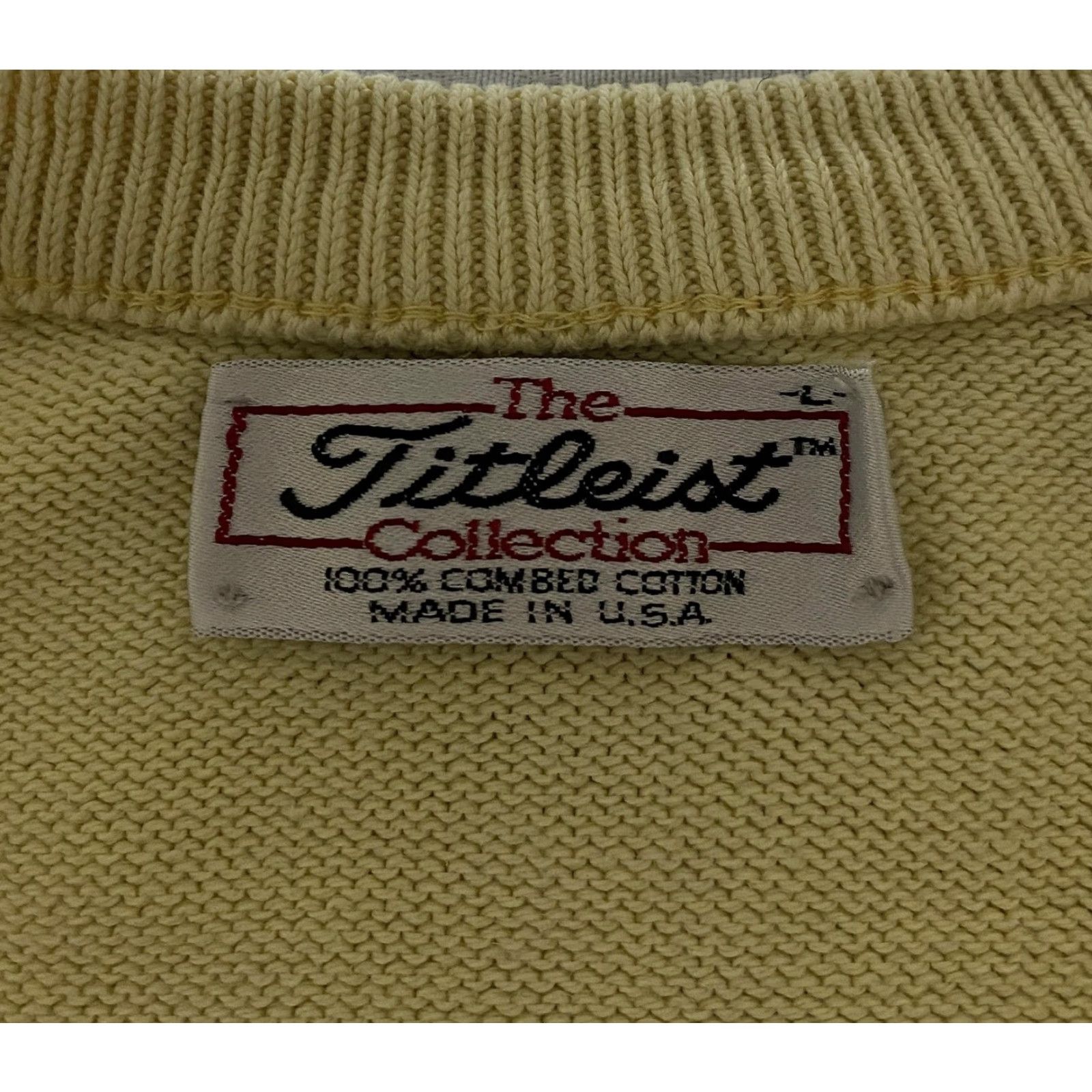 Titleist VINTAGE Titleist Sweater Mens L Yellow V-Neck 90s Golf Made USA Cotton Pullover Knit Shirt Size US L / EU 52-54 / 3 - 5 Thumbnail
