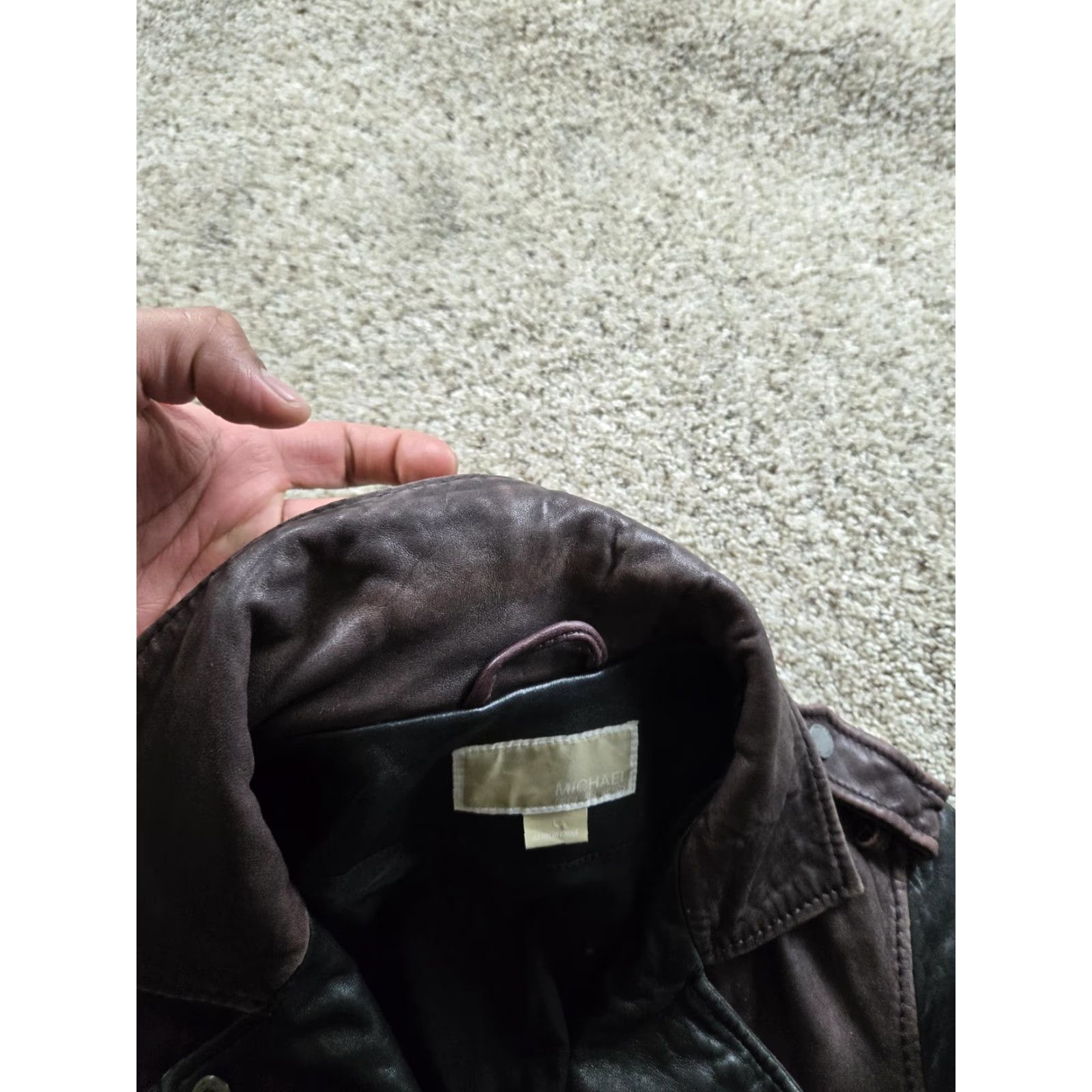 Michael Kors Michael Kors Leather Moto Jacket Womens S Burgundy Black Biker Zip Short Collared Lined Pockets Zipper Size S / US 4 / IT 40 - 7 Thumbnail