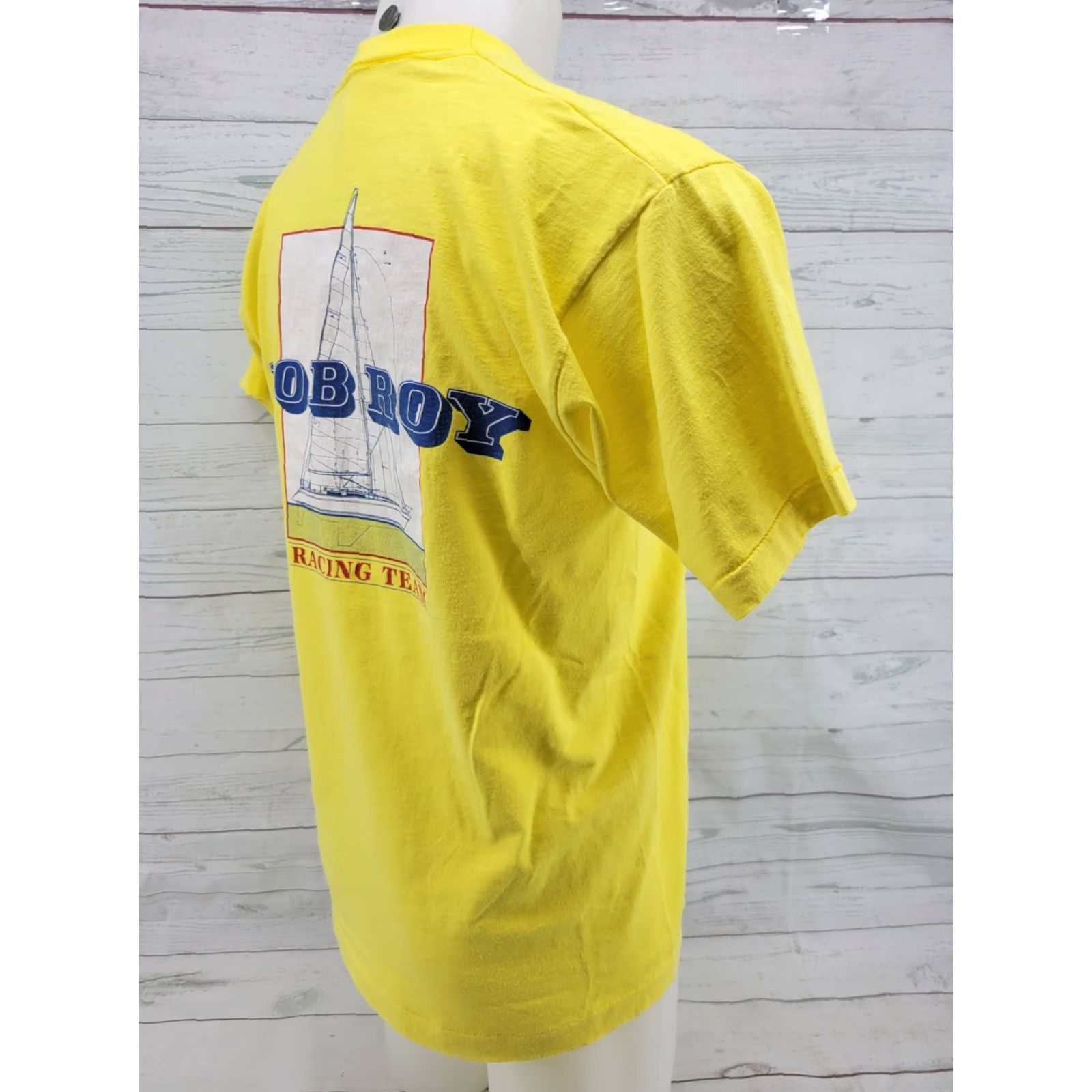 Vintage Vintage Rob Roy Racing Team Single Stitch Yellow Shirt Large Mens T-Shirt 20" Pit Measurements Vintage Size US L / EU 52-54 / 3 - 5 Thumbnail
