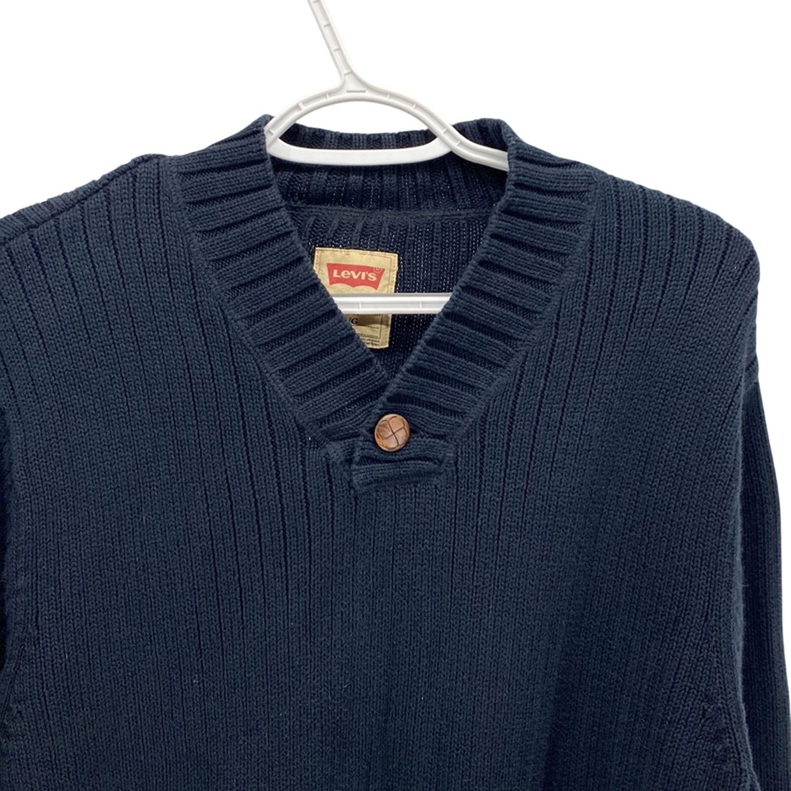 Levi's Levi’s black ribbed v neck elbow patch accent sweater cotton Size US L / EU 52-54 / 3 - 4 Thumbnail