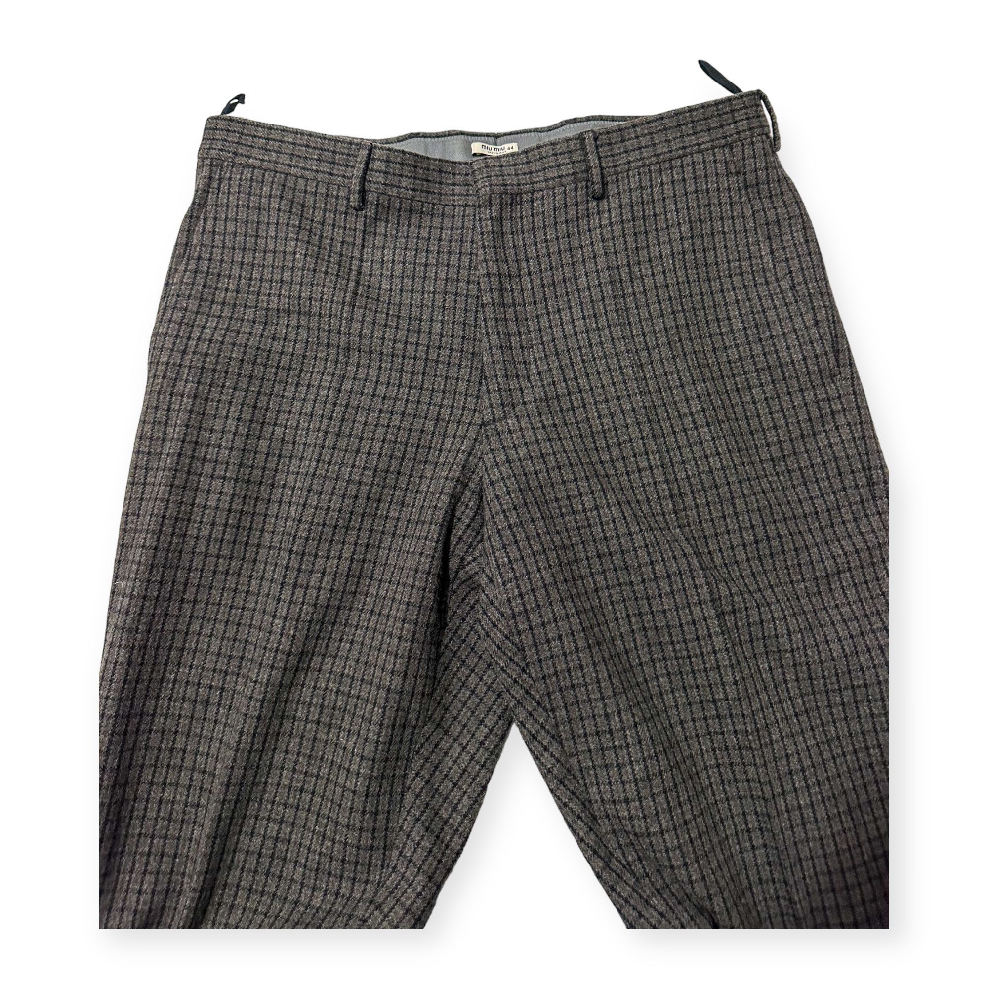 Miu Miu Miu Miu Wool Cashmere Check Cropped Pants Gray Straight Leg Size 30" / US 8 / IT 44 - 7 Thumbnail