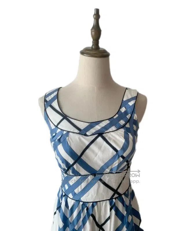 Burberry Burberry Women's White Cotton Dress with Blue Checks. Size S / US 4 / IT 40 - 3 Thumbnail