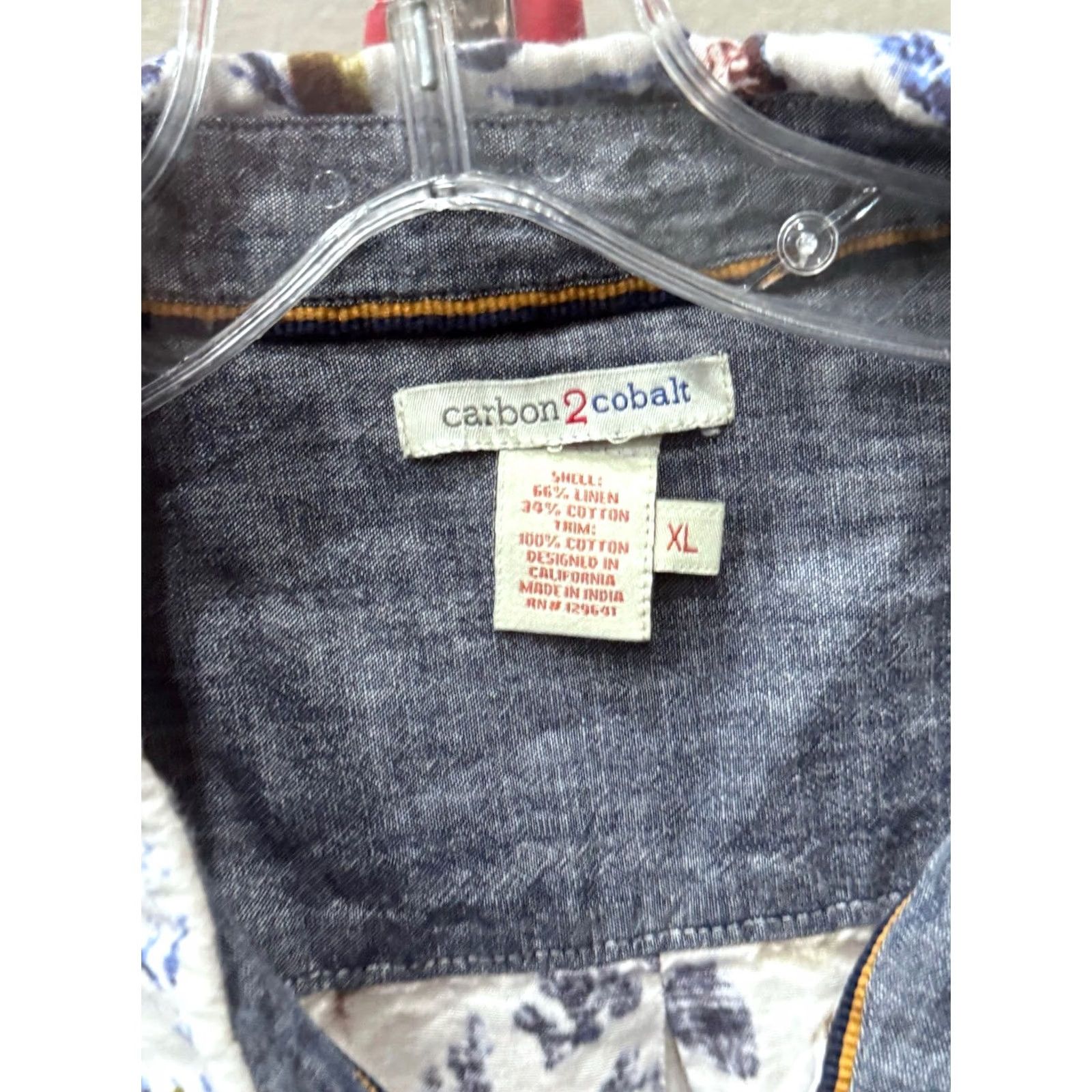 Carbon2Cobalt VINTAGE Carbon 2 Cobalt Linen Floral SHORT SLEEVE BUTTON UP SHIRT 2XL XXL Size US XXL / EU 58 / 5 - 5 Thumbnail