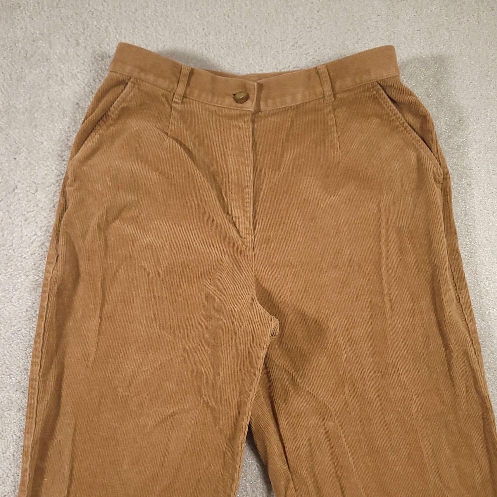 Vintage L.L.Bean Pants Womens 12 Tall Corduroy Original Fit Stretch Brown Camel Tapered Inseam 31in Zip Back Pocket Women Mens Girls Size 34" / US 12 / IT 48 - 3 Thumbnail