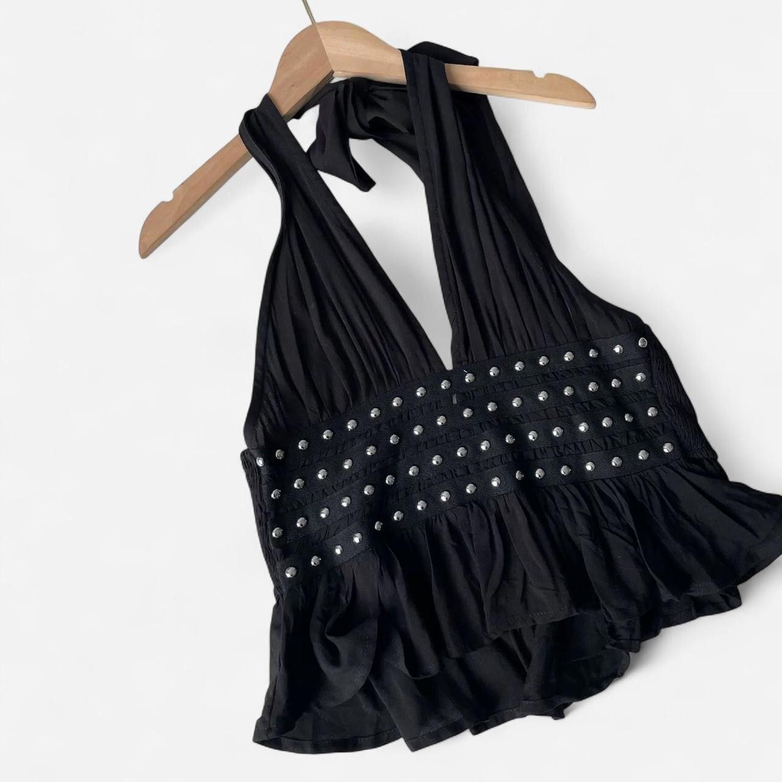 Cider Cider Halter neckline rivet ruffle hem crop tank top Size L Size L / US 10 / IT 46 - 4 Thumbnail