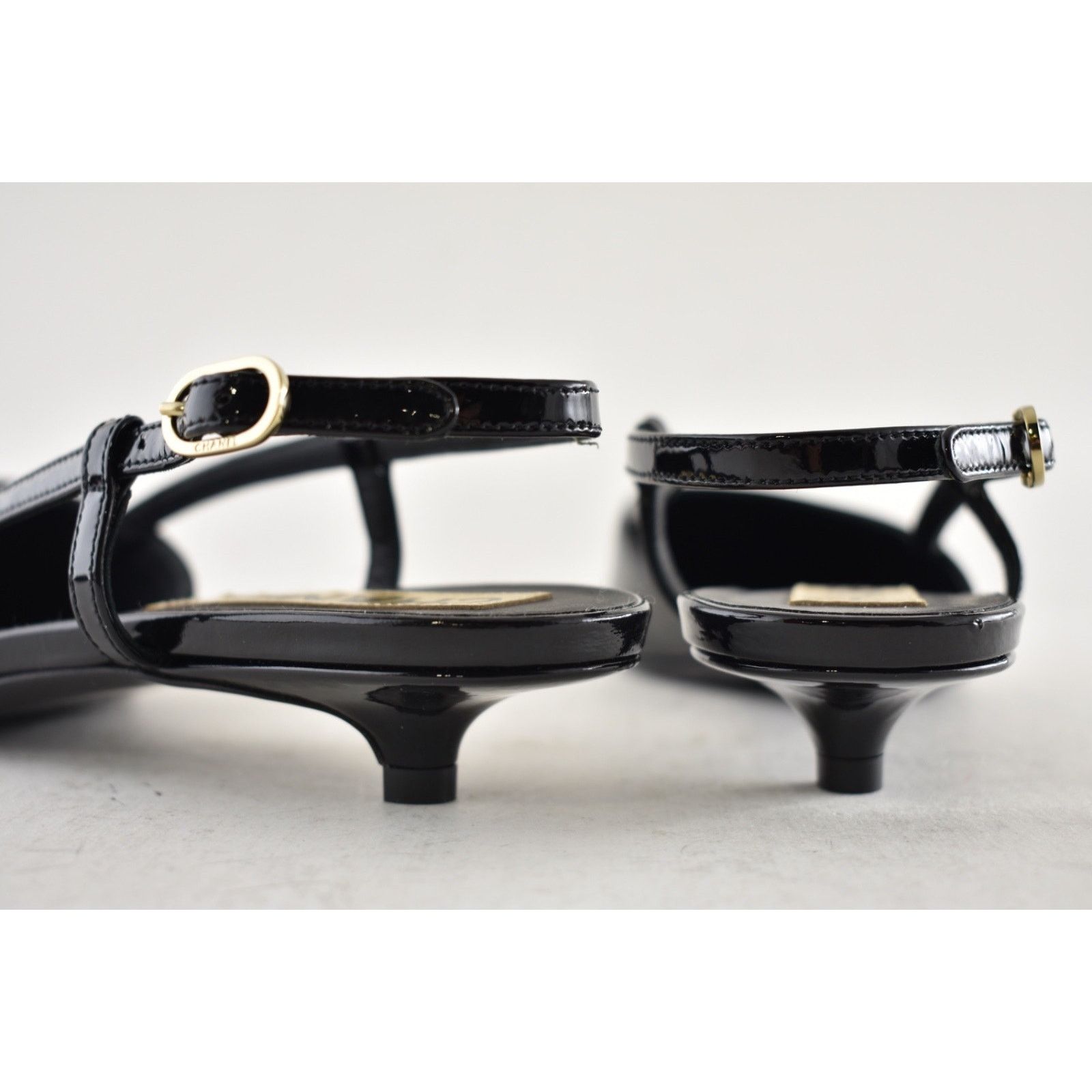 Chanel Chanel 22K Black Patent Leather CC Sling Slingback Sandal Size US 7 / IT 37 - 13 Thumbnail