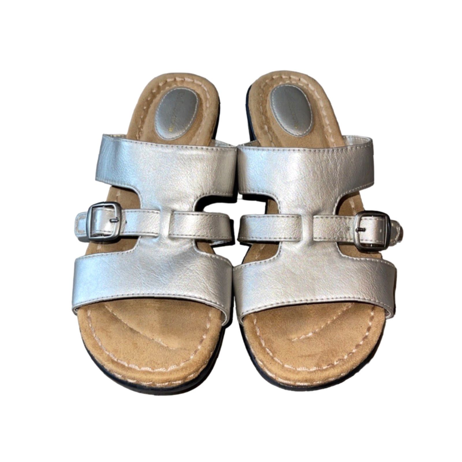 Croft & Barrow Croft & Barrow Sandal Women Slip On Cushioned Footbed Silver Metallic High Slide 8 Medium Summer Wedding Size US 8 / IT 38 - 4 Thumbnail