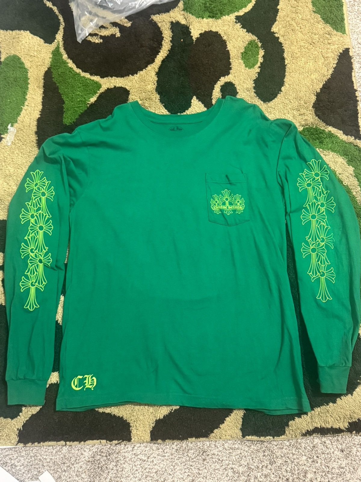 【Chrome Hearts】Cemetery Cross Kelly green ロングTシャツ CHROME HEARTS CEMETERY CROSS(クロムハーツ セメタリークロス