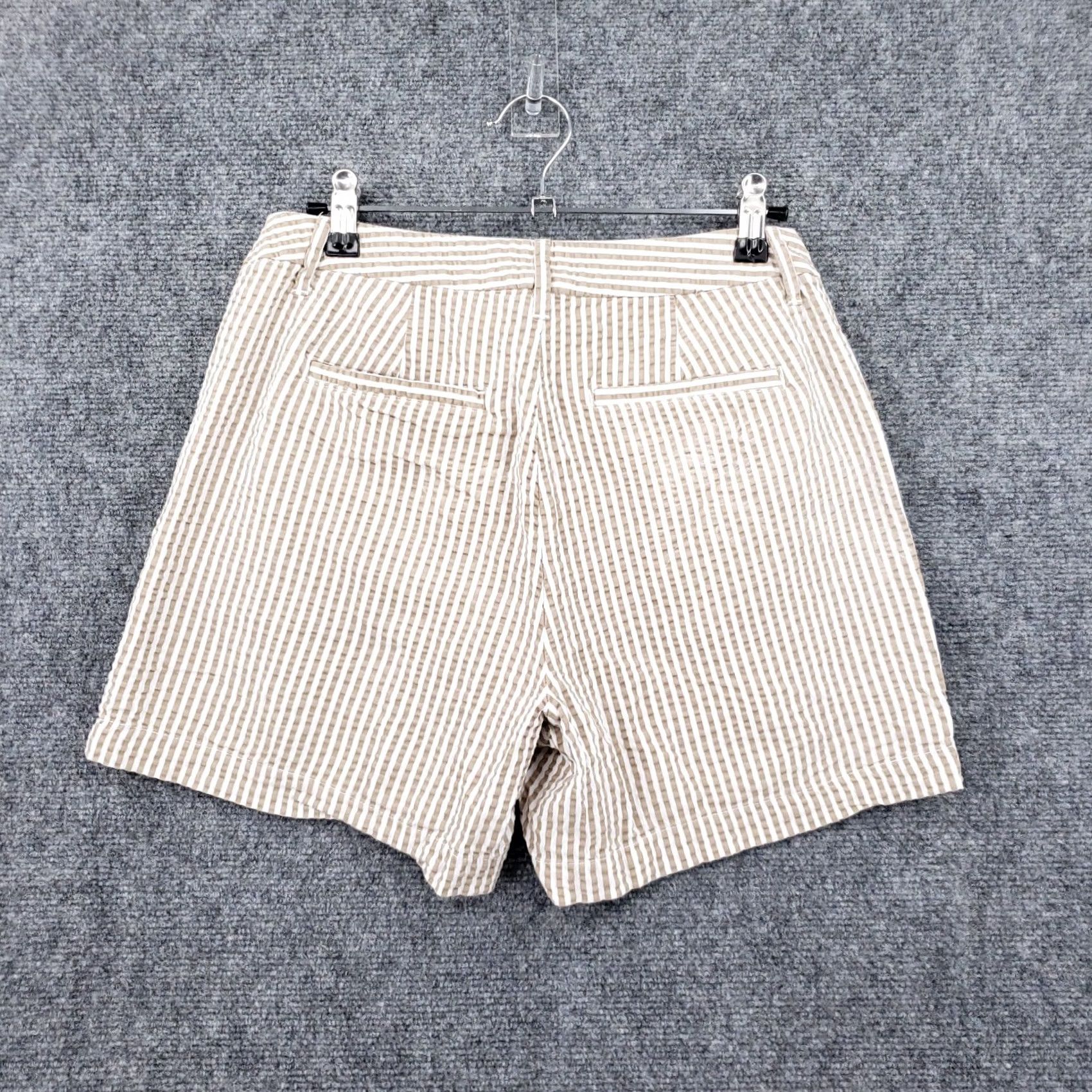 Vintage A New Day Womens Shorts 2 Tan Crinkle Chino Mid-Rise Striped Flat Front Casual Size 26" / US 2 / IT 38 - 2 Thumbnail