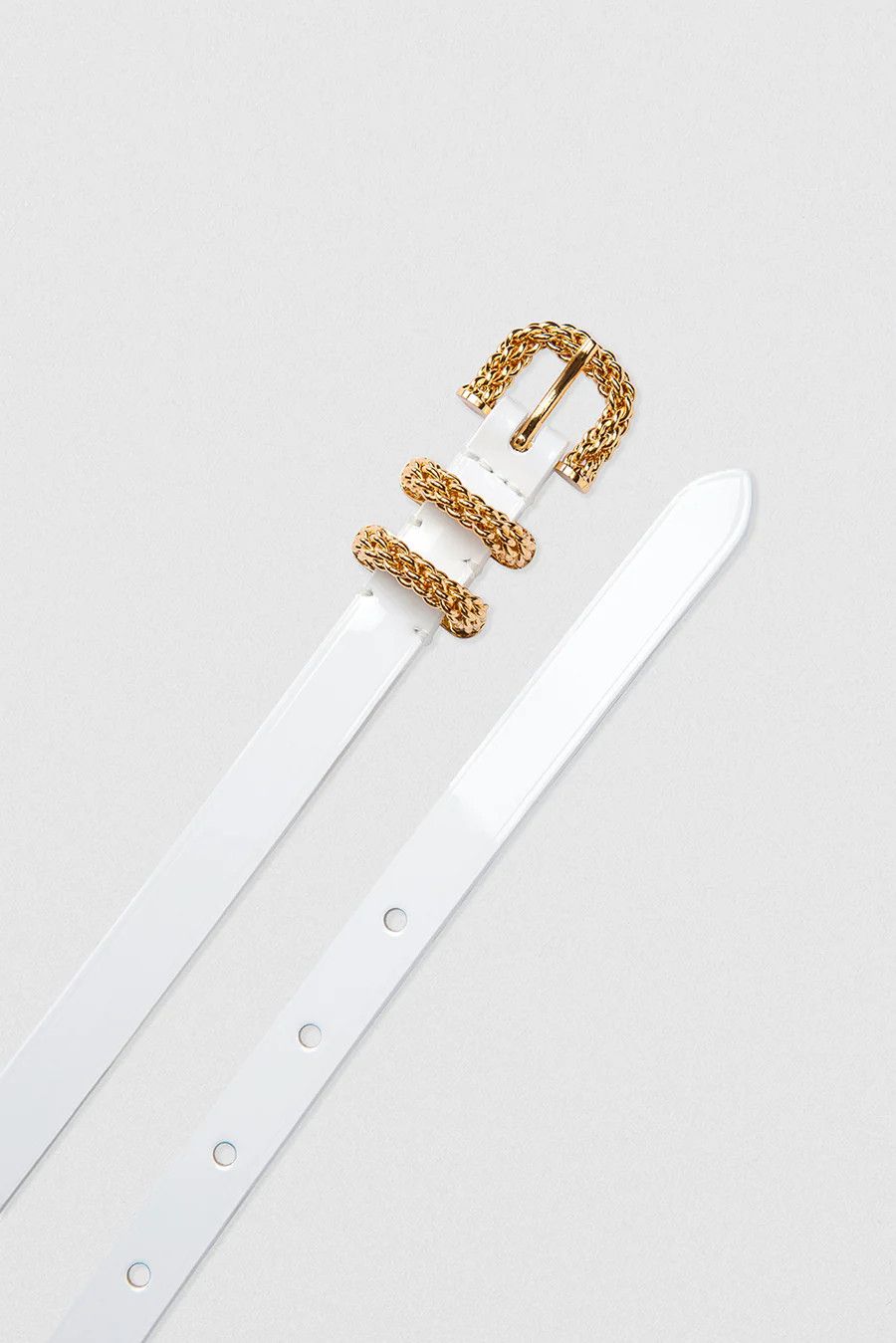 By Far o1mle1224 Size : S/ Patent Leather Belt in White Size ONE SIZE - 3 Thumbnail