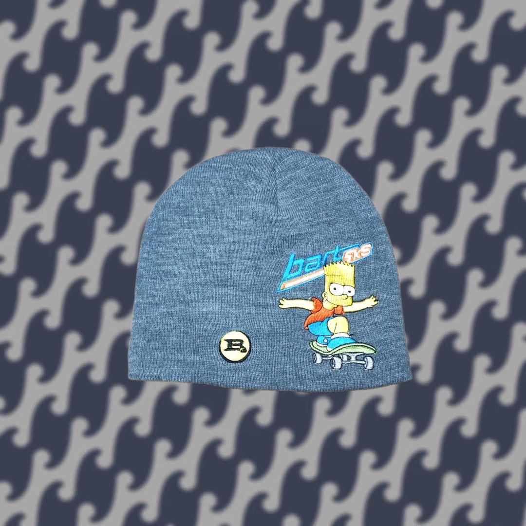 Vintage The Simpsons Beanie Hat One Size Gray Knit Thermal Insulated Skating Skateboard Mens Womens Adults Size ONE SIZE - 1 Thumbnail