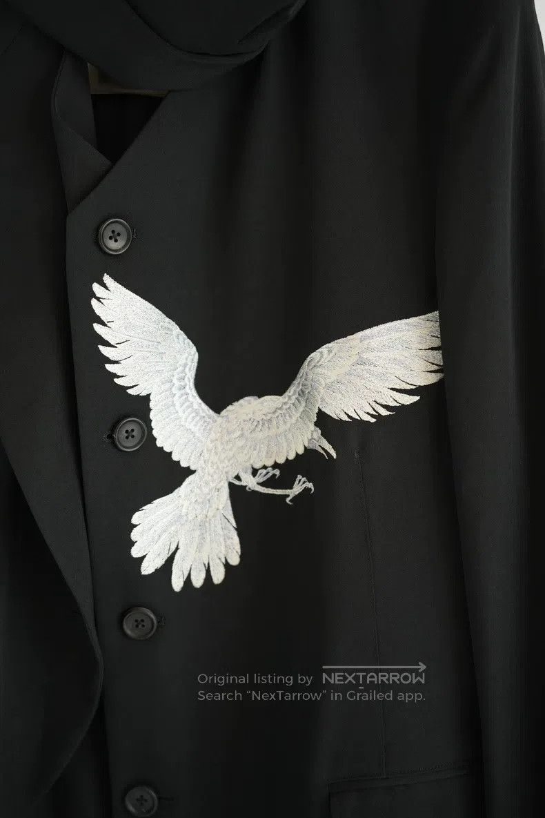 Yohji Yamamoto YOHJI YAMAMOTO White Crow Embroidered Double-Layer Coat Size US M / EU 48-50 / 2 - 4 Thumbnail