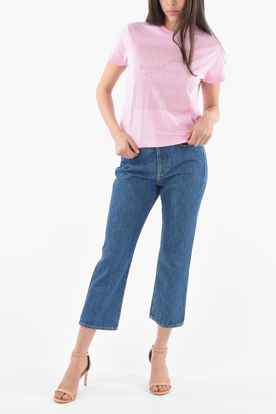 Opening Ceremony og1mm0824 Cotton Crop T-Shirt in Pink Size L / US 10 / IT 46 - 4 Thumbnail
