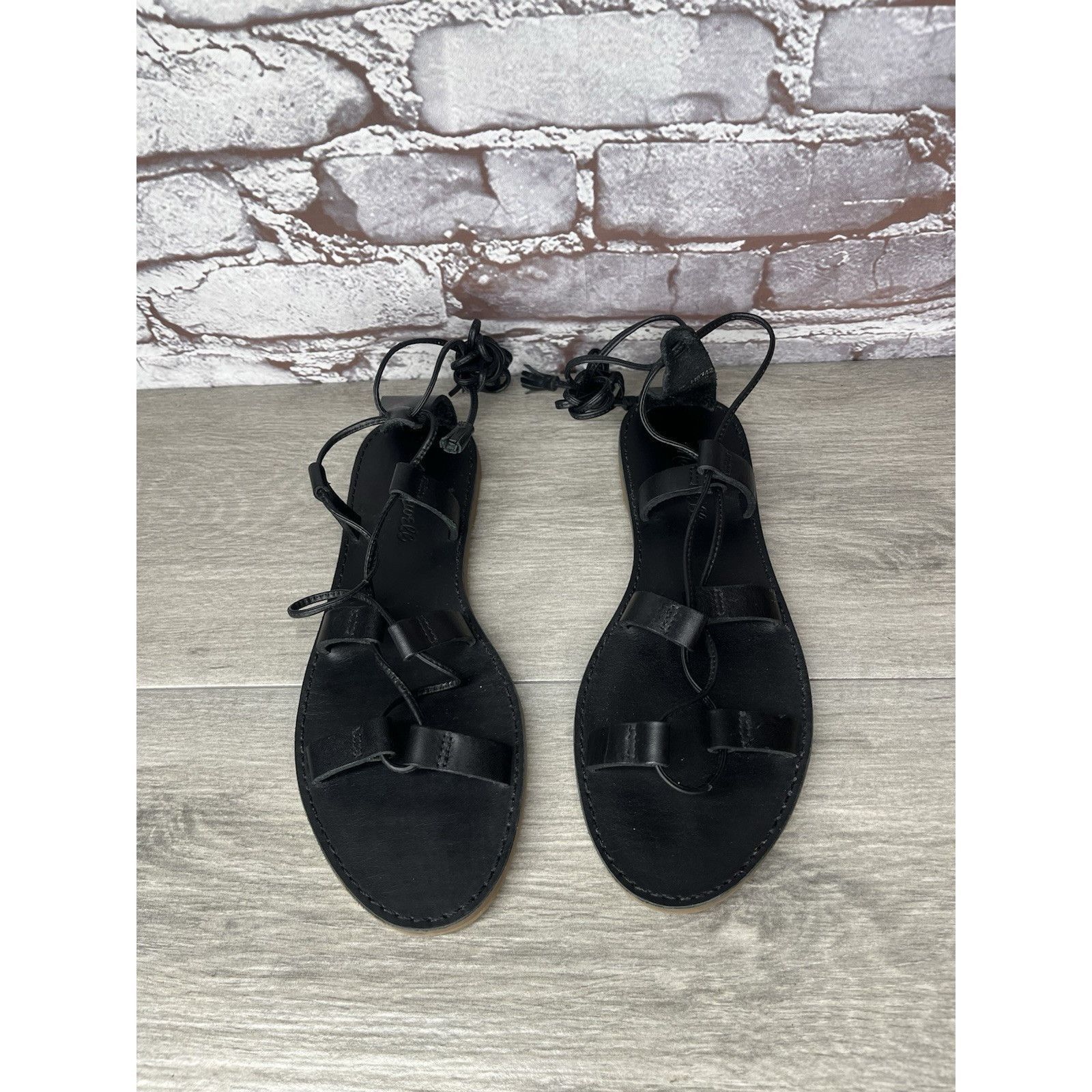 Madewell Madewell Boardwalk Black Leather Gladiator Lace Up Sandals W Size US 8 / IT 38 - 1 Thumbnail