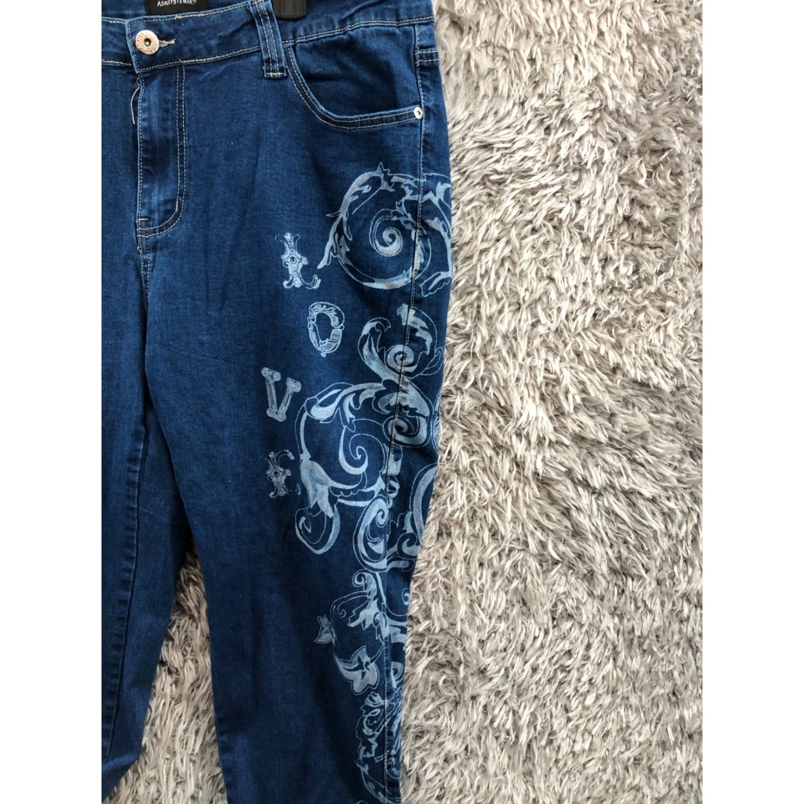 Vintage Ashley Stewart Jeans Skinny Plus Size 18 Womens Medium Blue Denim 5-Pocket Comfort Size 40" / US 18 - 5 Thumbnail