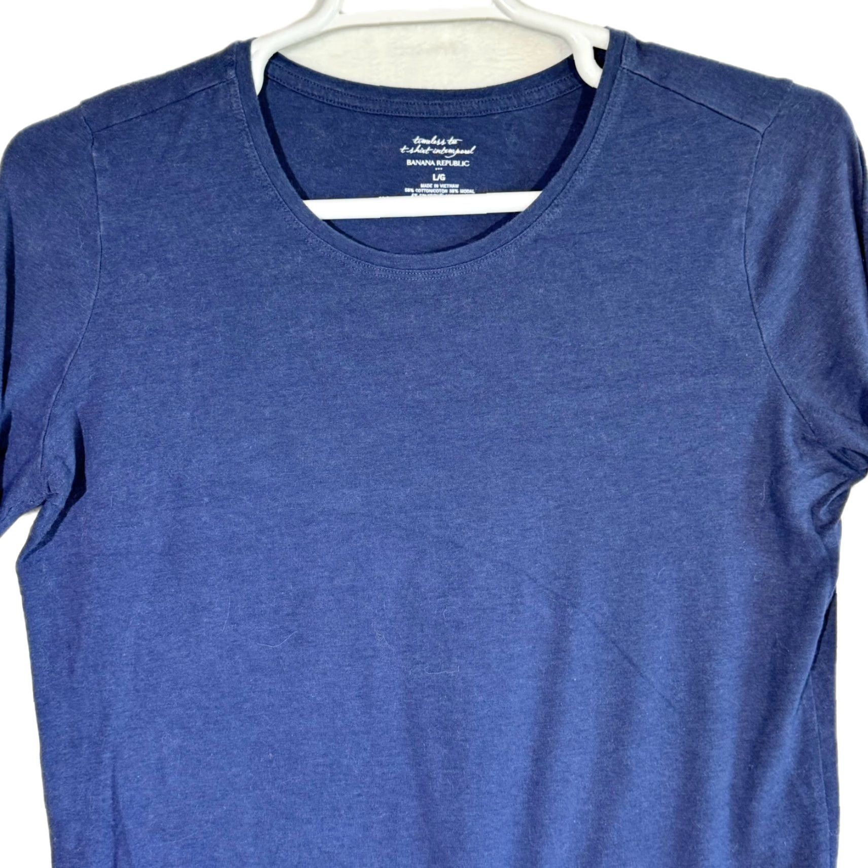 Banana Republic Banana Republic Shirt Blue Cotton Stretch Long Sleeve Pullover – Size L, Regular, Women, Casual Comfort, Round Neck, Knit, Machine Washable Size L / US 10 / IT 46 - 3 Thumbnail