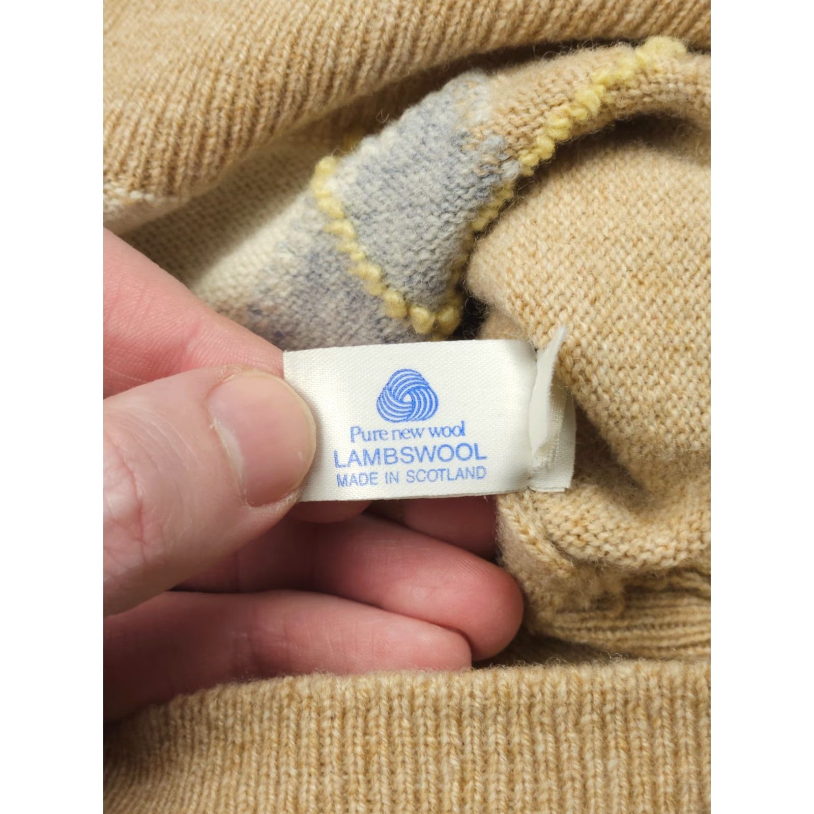 Vintage Pitlochry Knitwear Pitlochry Wool Cardigan Sweater Mens 2XL Beige Argyle Made Scotland 1970s Wool Regular Letterman Mens Size US XXL / EU 58 / 5 - 6 Thumbnail