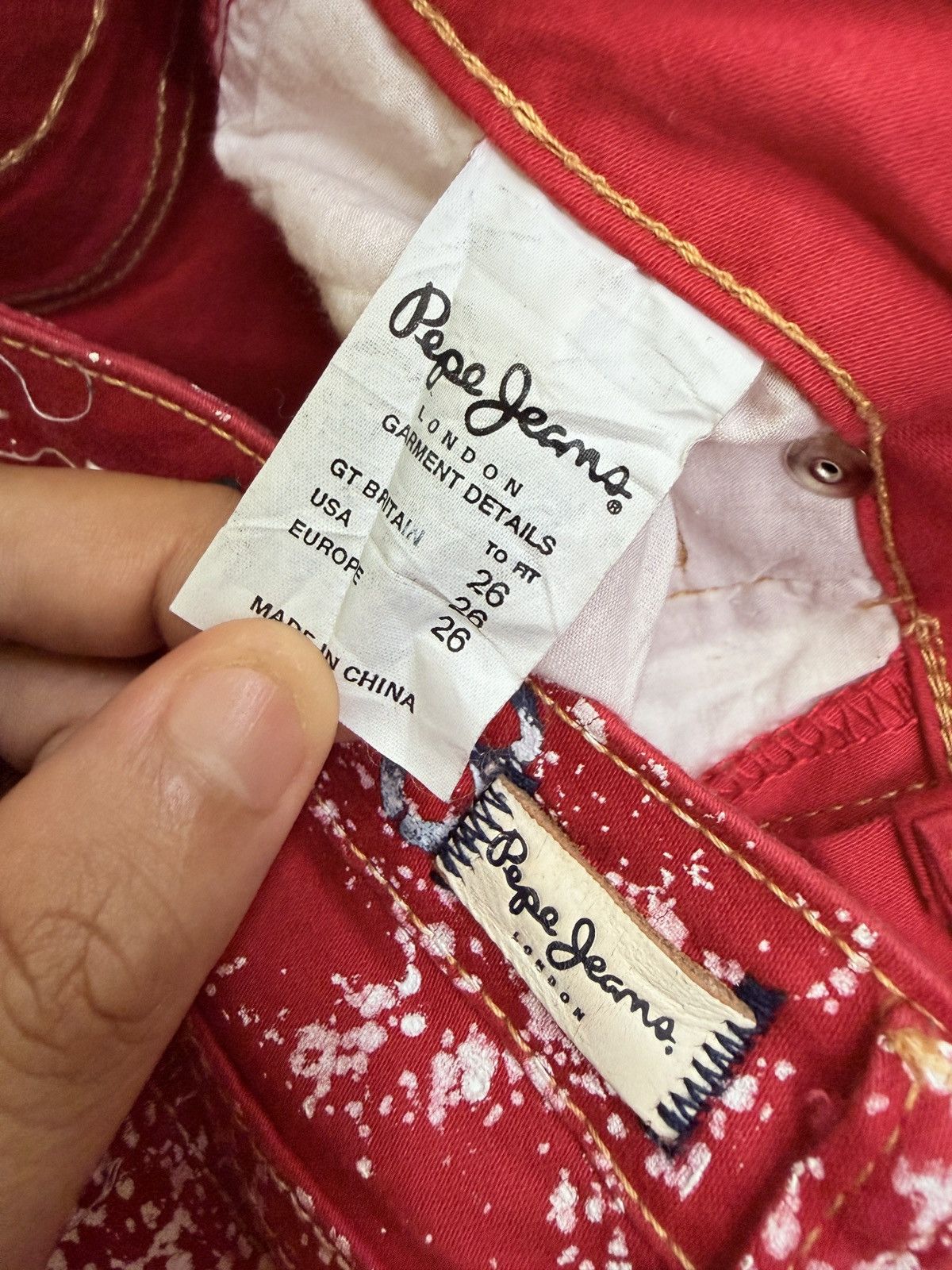 If Six Was Nine Pepe Jeans London Y2K Flare Pant Distressed Red Wash Size US 26 / EU 42 - 15 Thumbnail