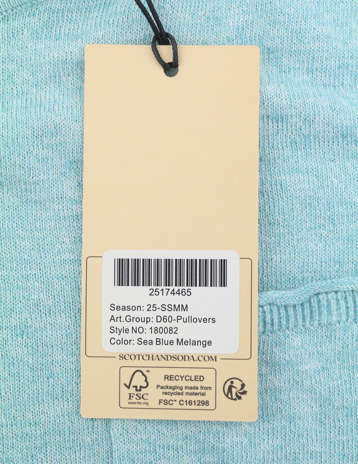 Scotch & Soda M Blue Melange Linen Blend Knit Patch Pocket Pull On 91035 Size US M / EU 48-50 / 2 - 7 Thumbnail