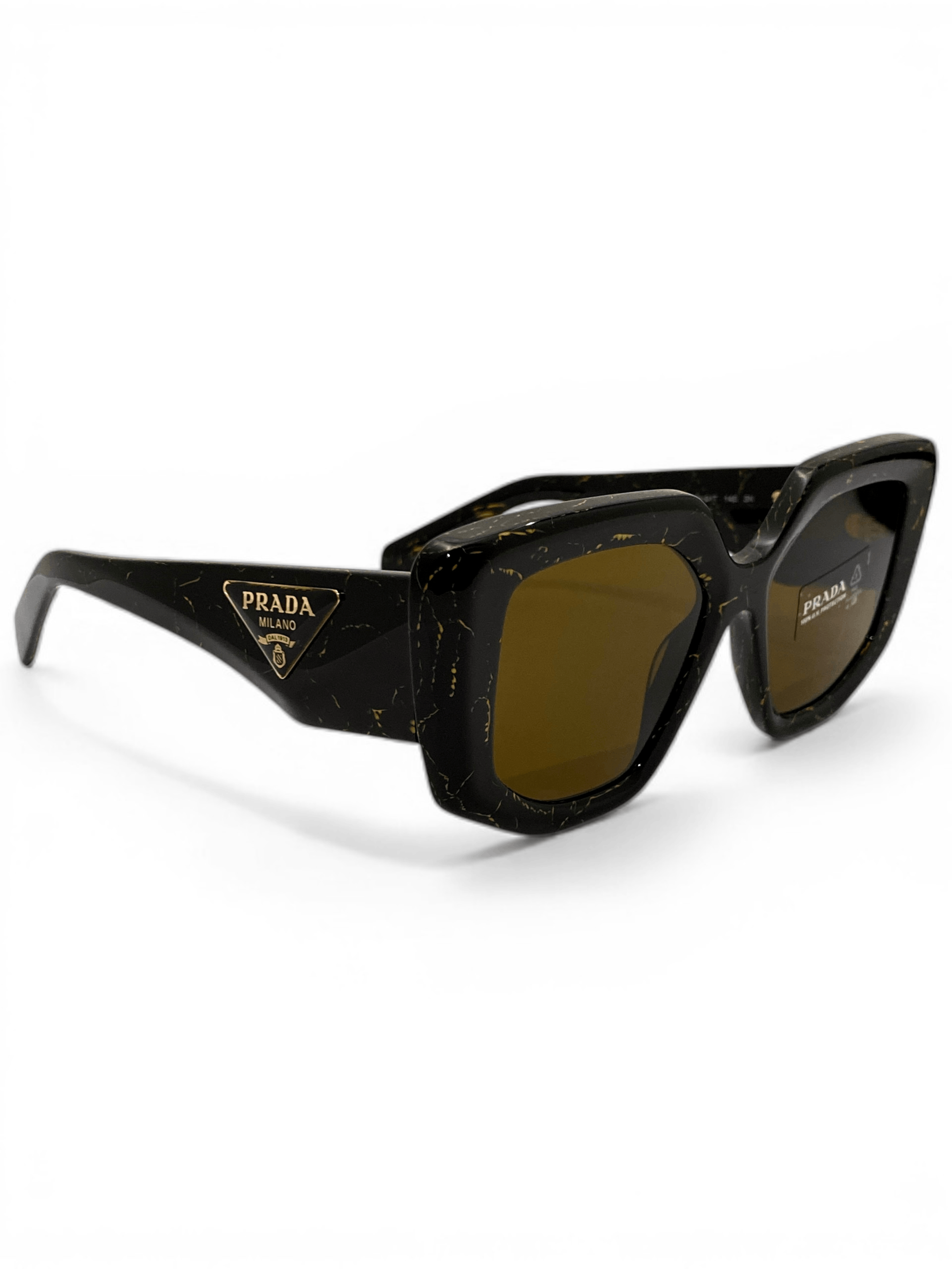 Prada Prada Triangle Logo Oversized Retro Symbol Black Sunglasses Size ONE SIZE - 4 Thumbnail