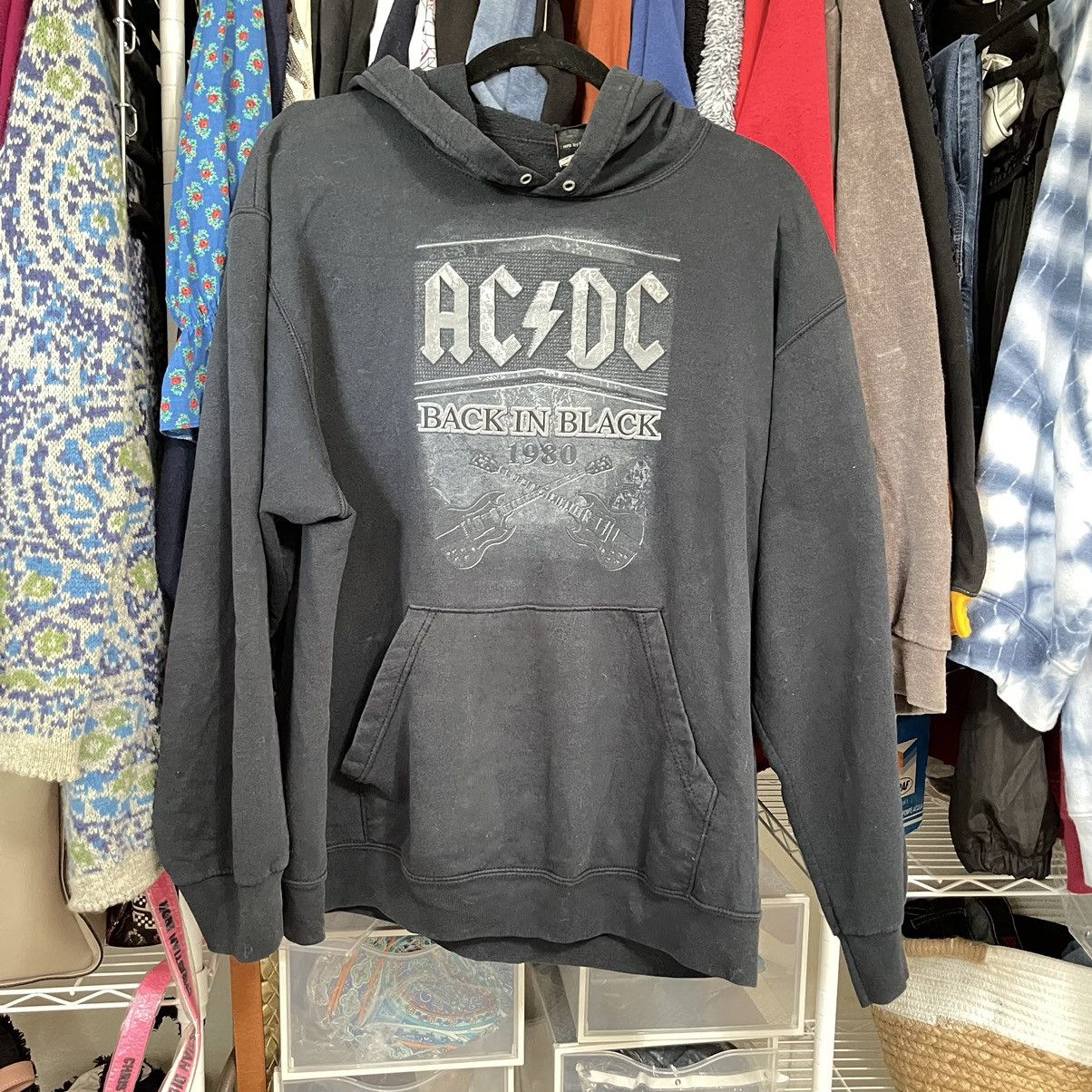 AC/DC × Band Tees × Vintage 2007 Retro AC DC 1980 Back in BLACK HOODIE Size US L / EU 52-54 / 3 - 5 Thumbnail