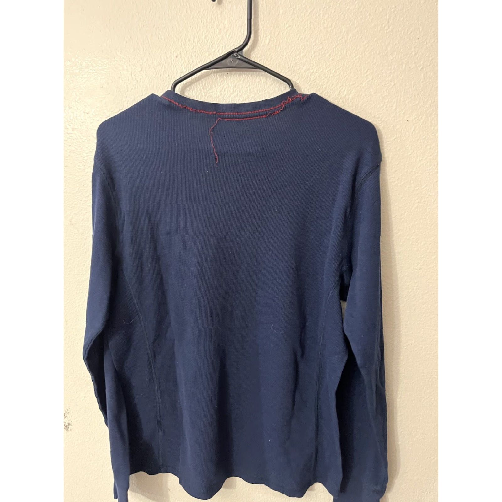 Express Express Long Sleeve Waffle Knit Thermal Crew Neck Navy Blue Men's Size Medium Size US M / EU 48-50 / 2 - 2 Thumbnail