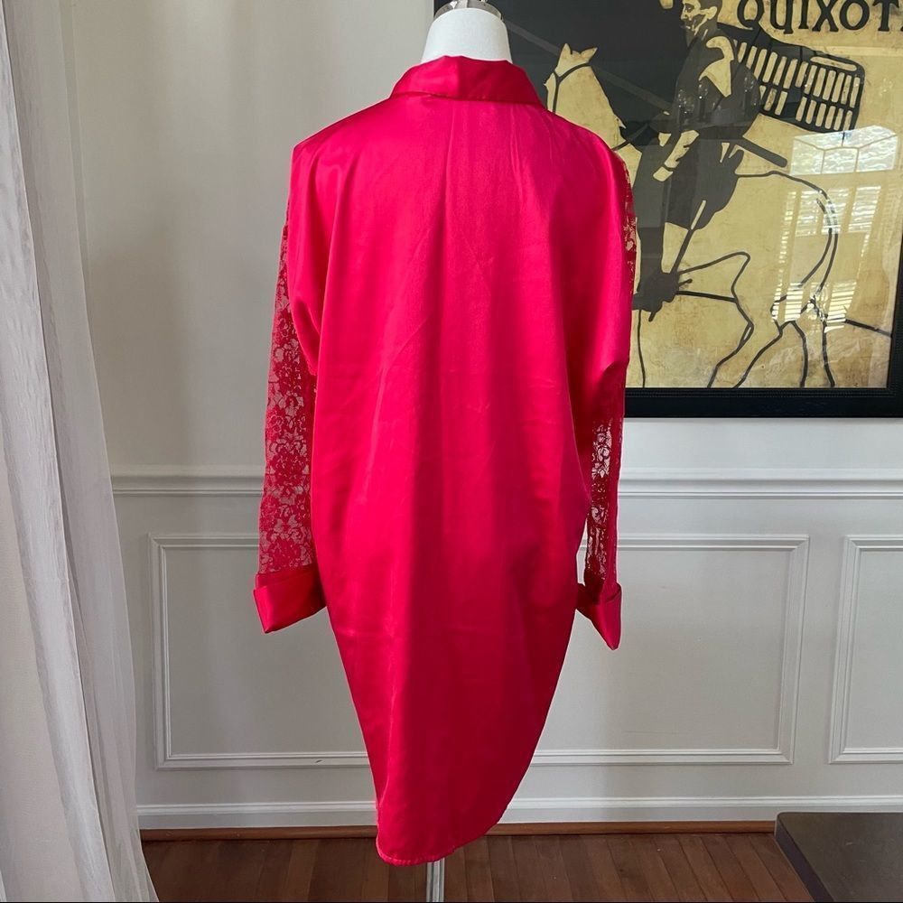 Victoria's Secret Vintage Gold Label Victoria’s Secret Red Lace Satin Night Sh Size ONE SIZE - 6 Thumbnail