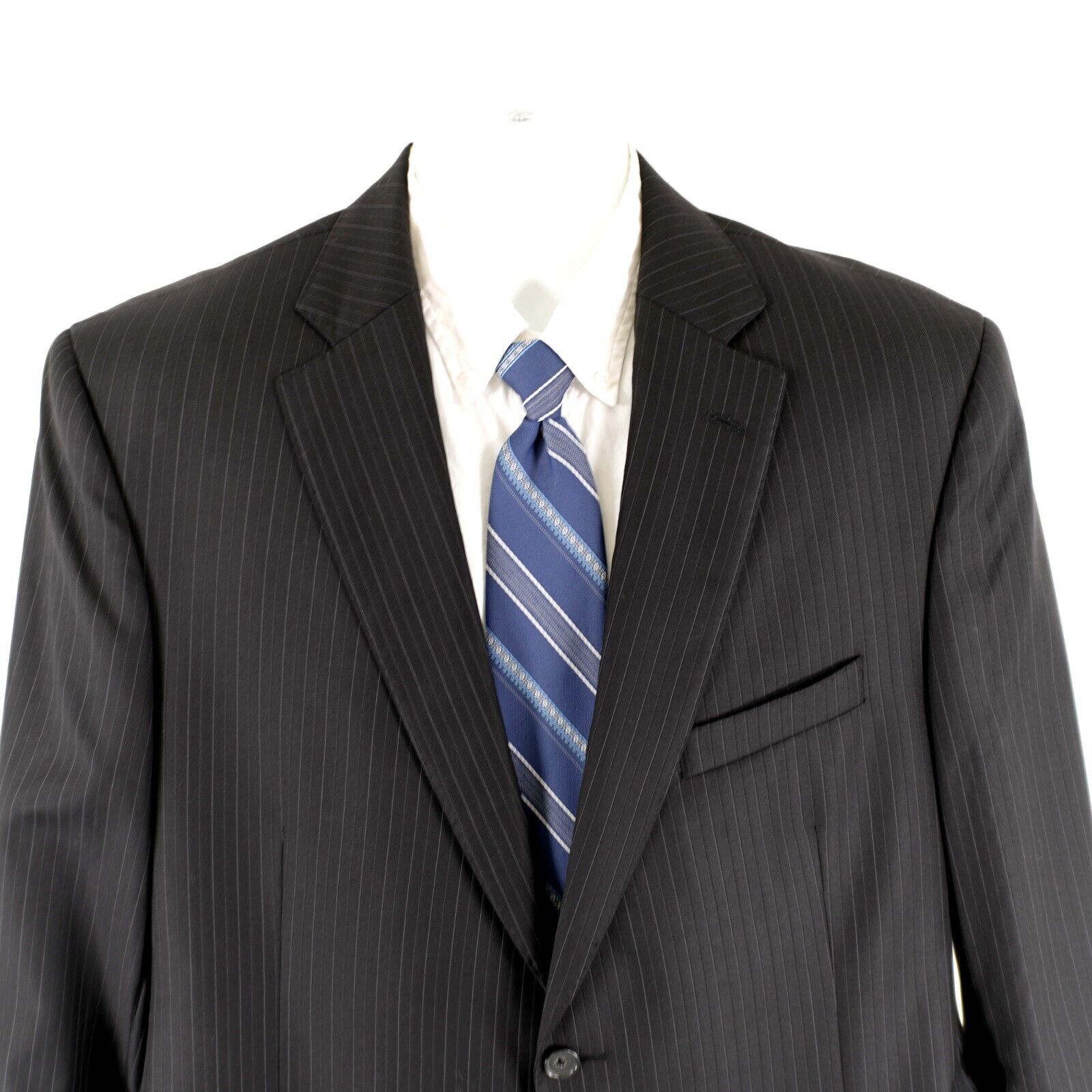 Loro Piana Loro Piana Cremieux Super 130s Wool Black Striped 2 Button S Size 42R - 1 Thumbnail