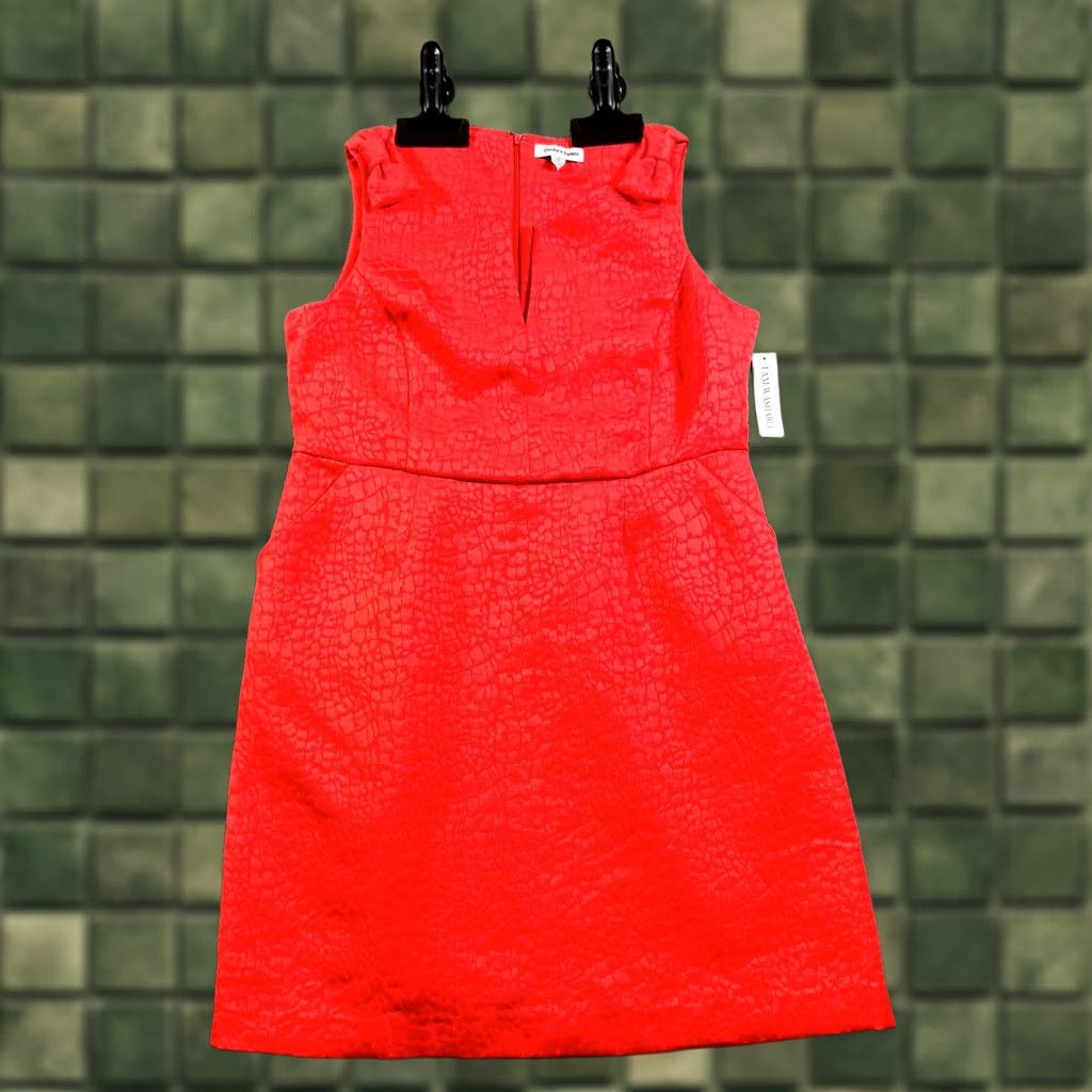 Skin Shelby & Palmer Dress Womens 16 Red Snake Skin Split Neck Back Zip NWT Size XXL / US 16-18 / IT 52-54 - 1 Thumbnail