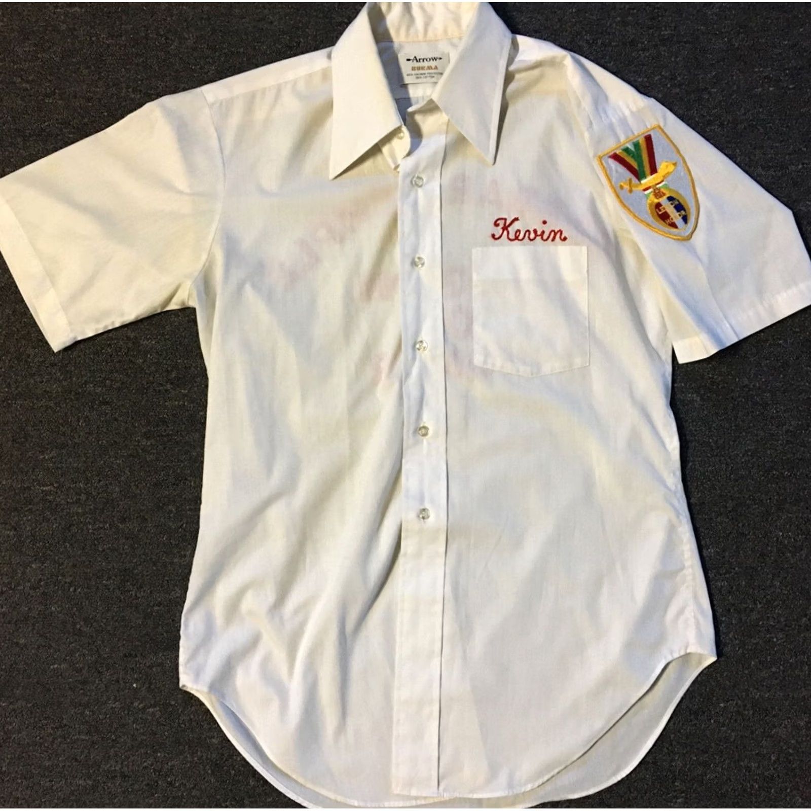 Arrow Vtg 70s Sabbar Temple Legion Of Honor Shirt M USA White Button-Up Short Sleeve Union Made Arrow Mens Grunge Vintage 70s Shirt US Flag Navy Size US M / EU 48-50 / 2 - 2 Thumbnail