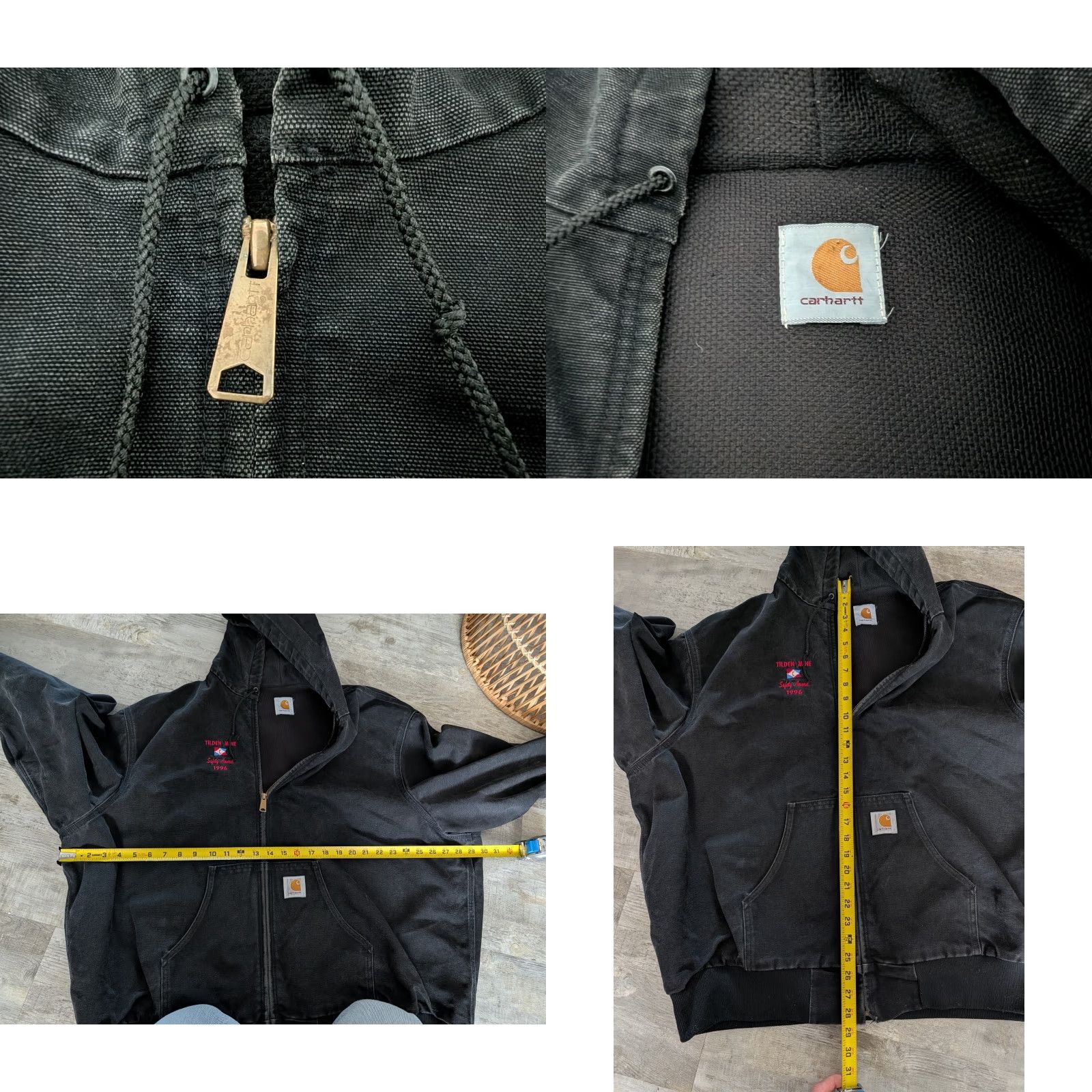 Carhartt VINTAGE Carhartt Jacket 2XL/3XL Hooded Full Zip Canvas Black Men's Bomber Workwear 90s Size US XXL / EU 58 / 5 - 8 Thumbnail