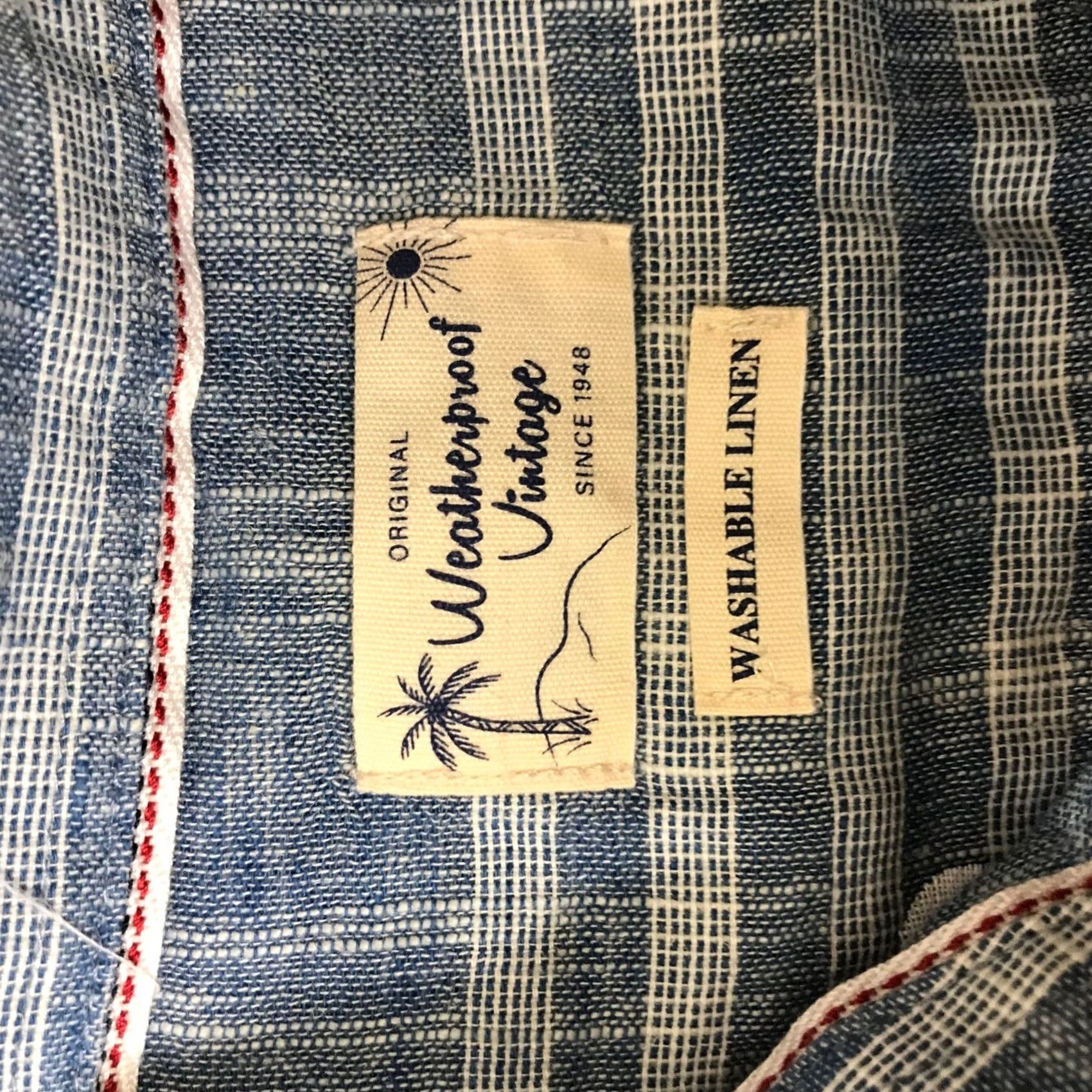 Weatherproof Weatherproof Vintage Shirt, Striped, Linen Blend, Short Sleeve, Button-Down, Blue White, Men, M Size US M / EU 48-50 / 2 - 7 Thumbnail