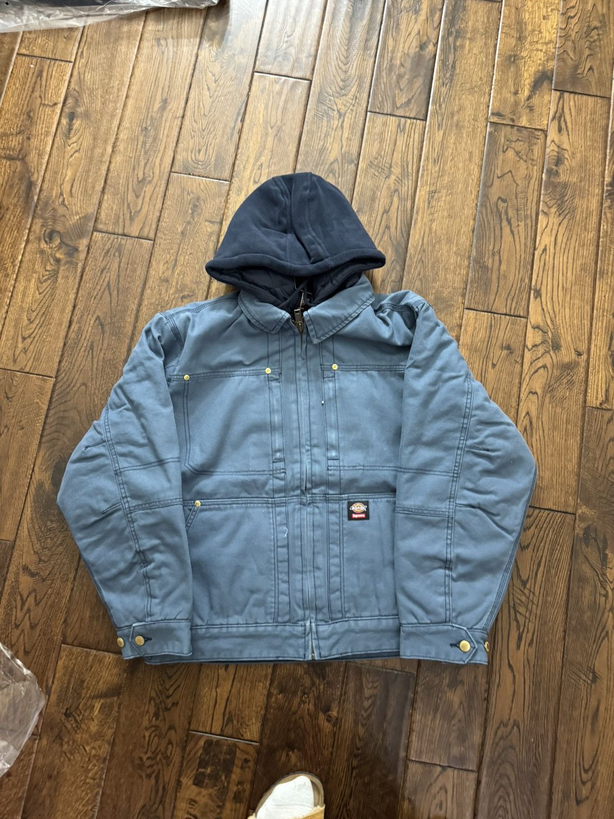 Dickies × Supreme Supreme Dickies Hooded Work Jacket Blue Dickies × Supreme Supreme Dickies Hooded Work Jacket Blue