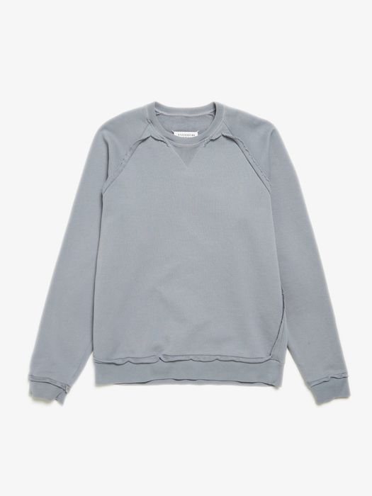 Maison Margiela Gray Blue Reversed Seam Detailed Cotton Sweatshirt