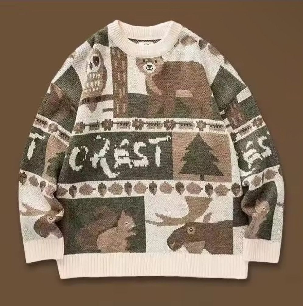 Other Street Winter Y2K Squirrel Dear Sweater Jacquard Knitwear Size US L / EU 52-54 / 3 - 1 Thumbnail