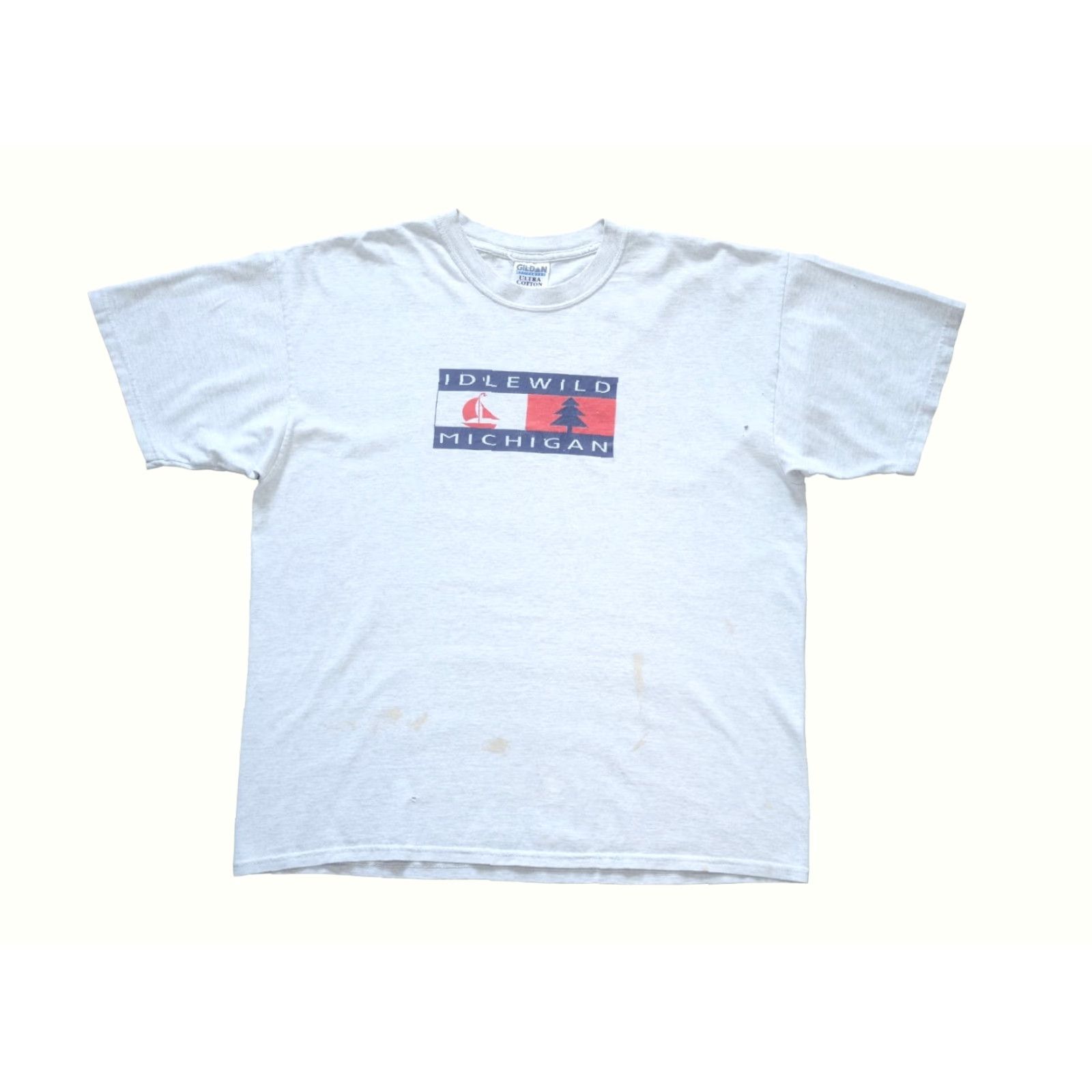 Gildan GILDAN IDLEWILD MICHIGAN VTG Y2K 90s OUTDOOR SAILING GRAY COTTON T SHIRT XL Mens Size US XL / EU 56 / 4 - 2 Thumbnail