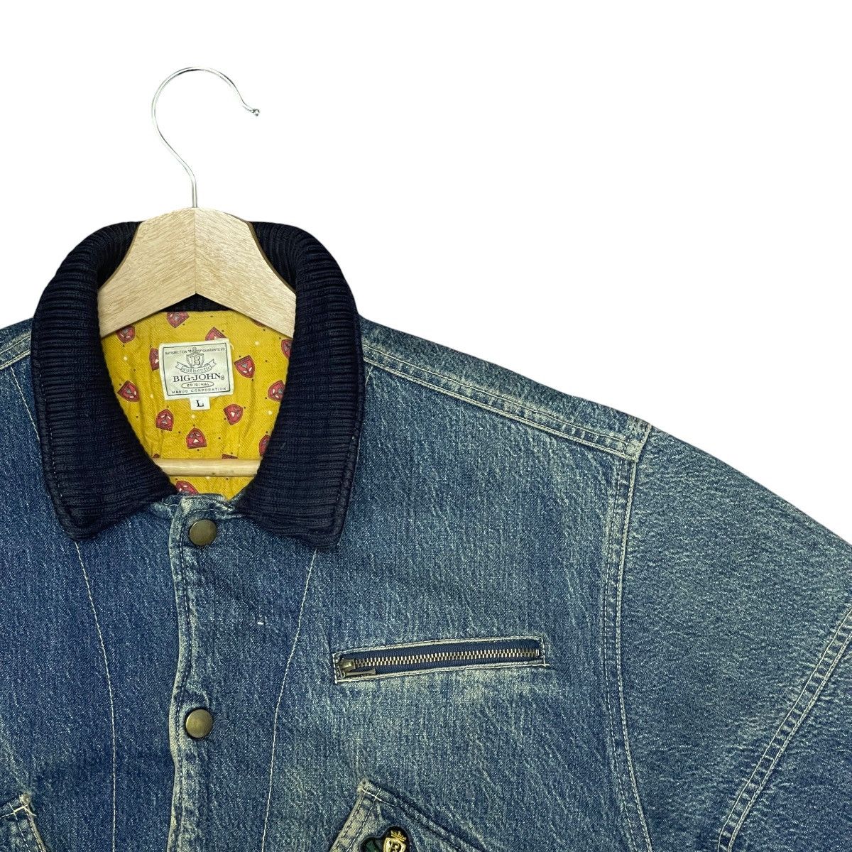 Big John Vintage 90s Big John Utility Denim Bomber Jacket Boxy Fit Size US L / EU 52-54 / 3 - 3 Thumbnail