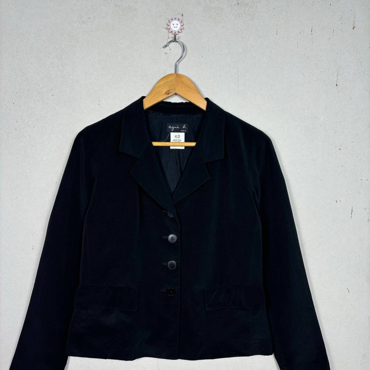 agnes b. Agnes B. Paris Vintage 90s Black Blazer Jacket Size 40 Size M / US 6-8 / IT 42-44 - 3 Thumbnail