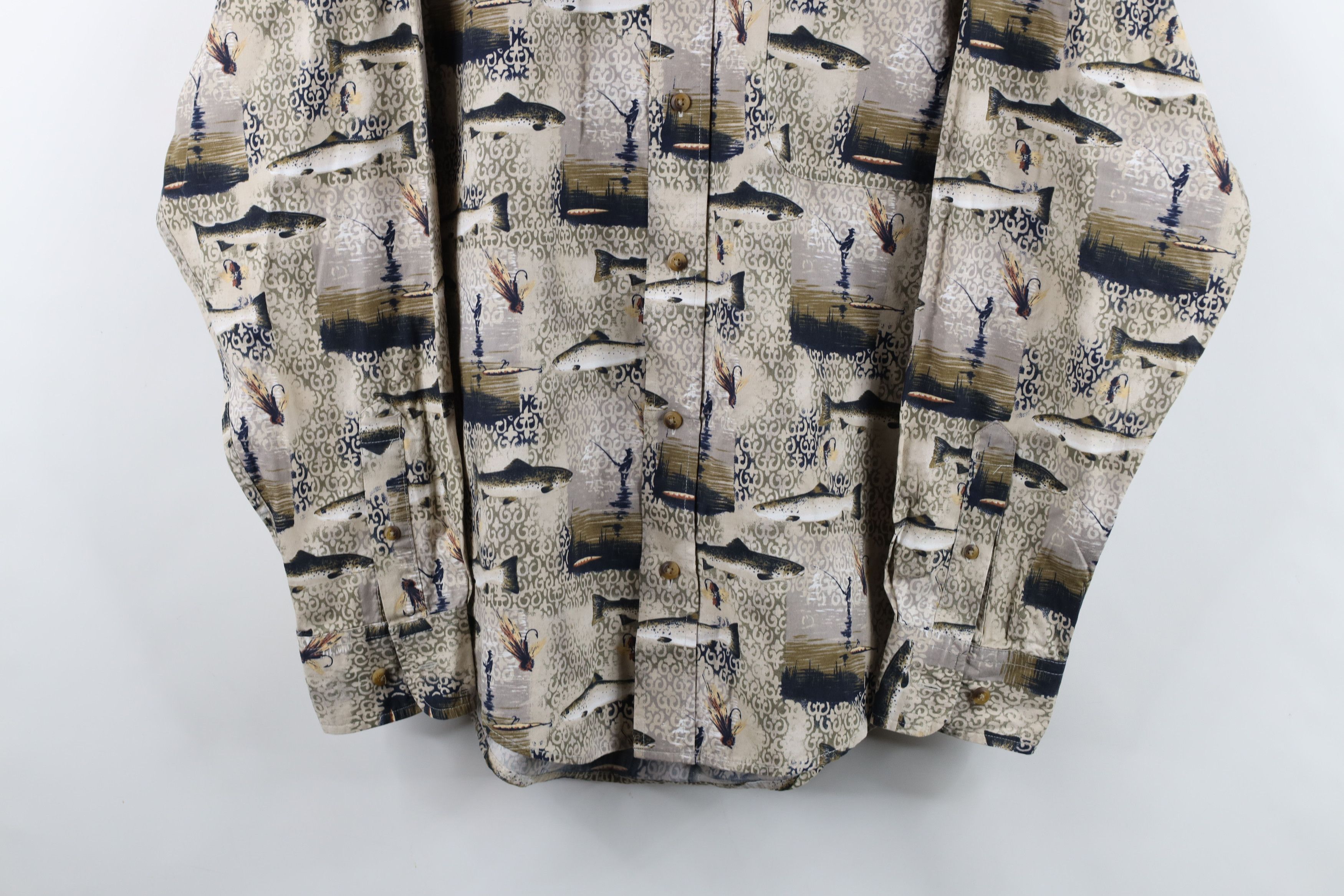 Vintage Vintage 90s Y2K Fishing Over Print Short Sleeve Button Shirt Size US L / EU 52-54 / 3 - 3 Thumbnail
