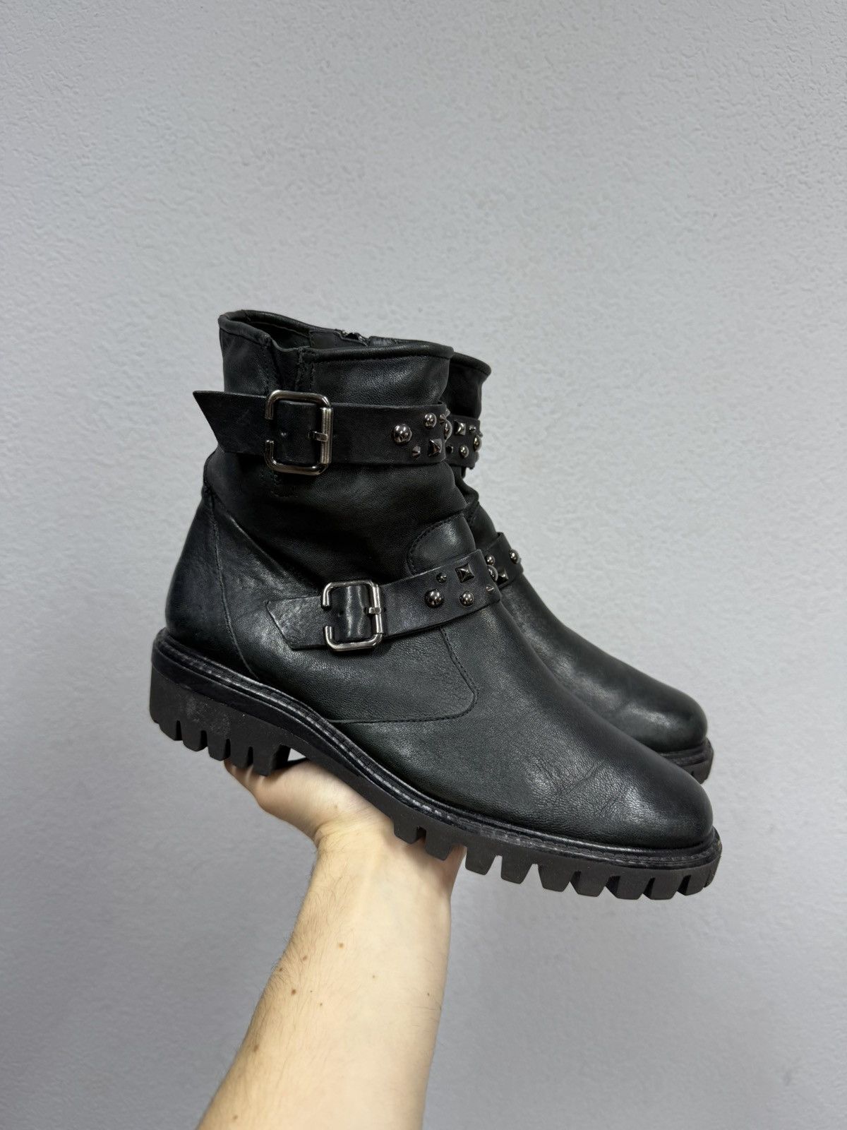 A.S.98 AS 98 Vibe Artisan Black Leather Side Zip Ankle Biker Boots Size US 8 / EU 41 - 2 Thumbnail