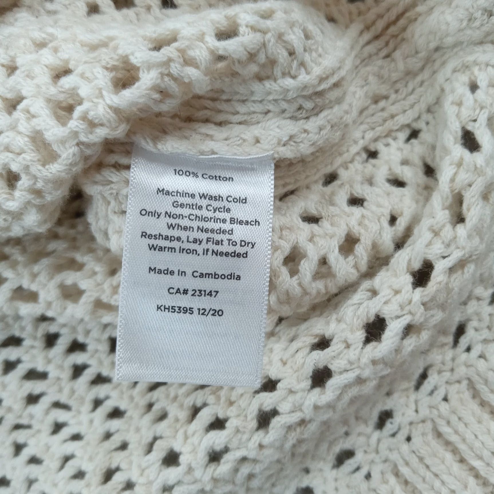 Talbots Talbots Beige V-Neck Sweater Womens Medium Petite Long Sleeve Cotton Open Knit Casual Pullover Size M / US 6-8 / IT 42-44 - 6 Thumbnail