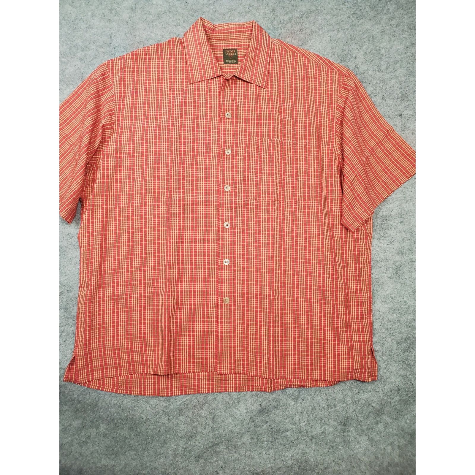 Scott Barber Scott Barber Men's XL Red & Yellow Short Sleeve Casual Shirt Size US XL / EU 56 / 4 - 1 Thumbnail