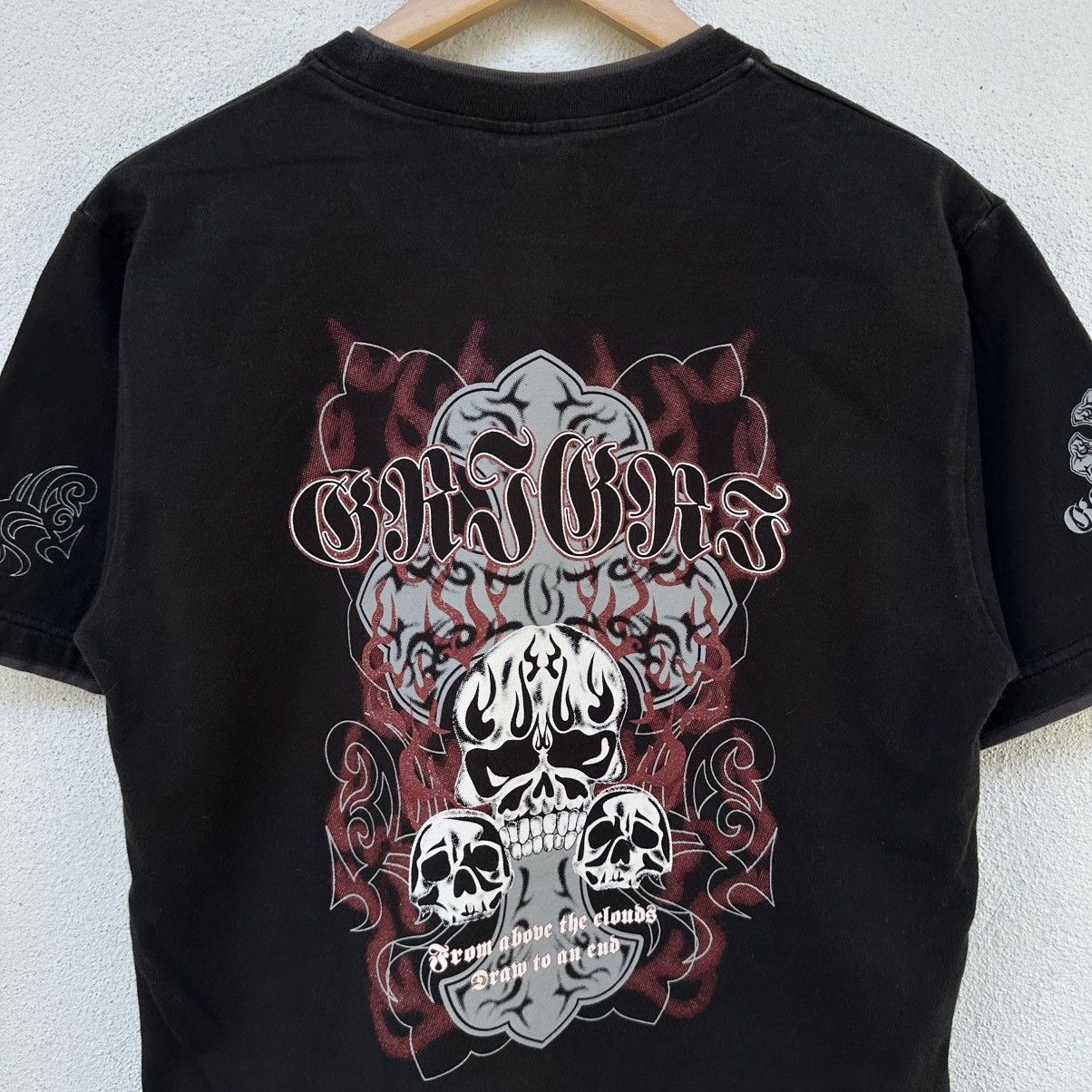 If Six Was Nine Vintage Grigri Skull Flame Punk Double Layer T Shirt Size US L / EU 52-54 / 3 - 2 Thumbnail