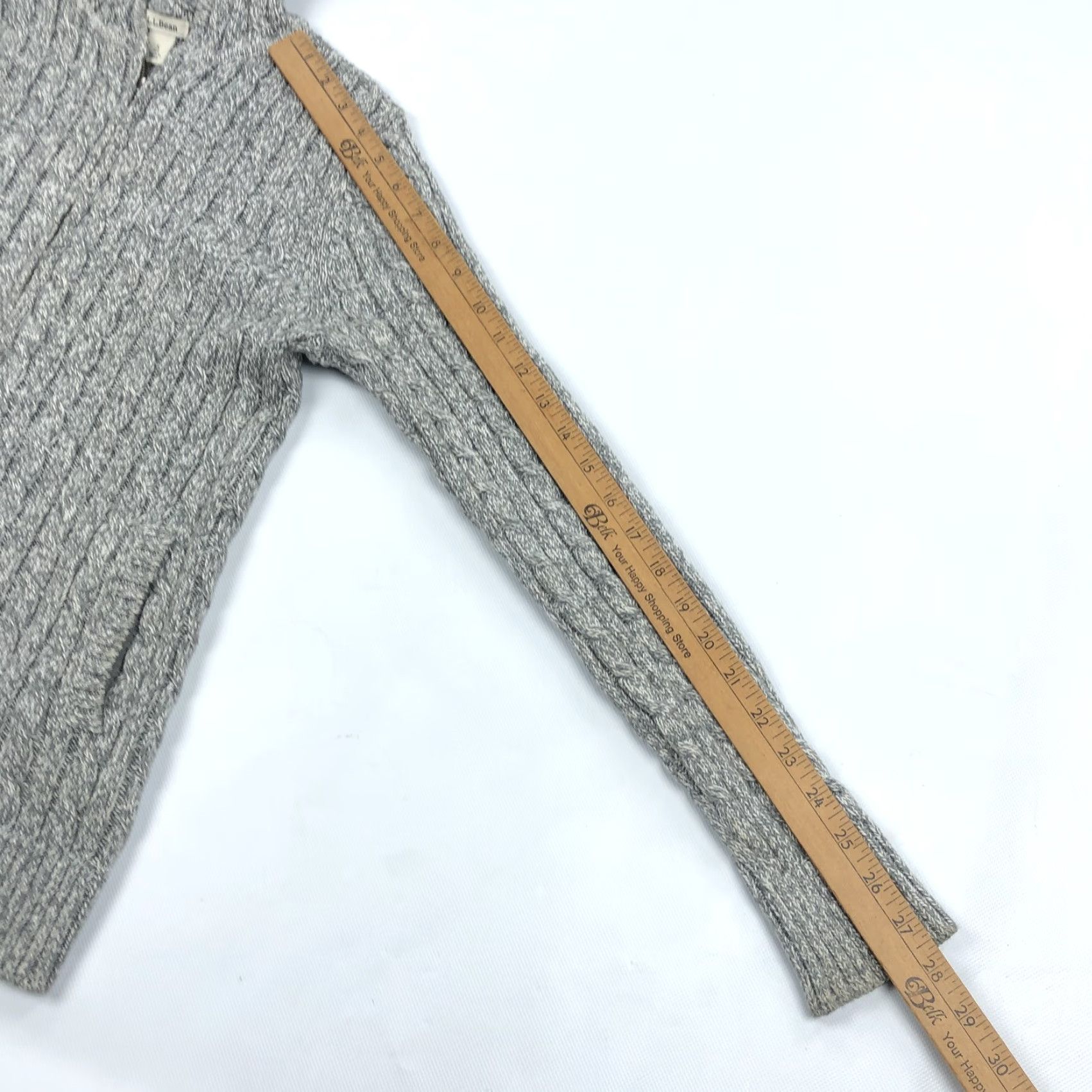Vintage L.L.Bean Women's S 100% Cotton Cable Knit Full Zip Hooded Sweater Heather Gray Size S Regular Knit Style Full Zip Casual Size S / US 4 / IT 40 - 6 Thumbnail