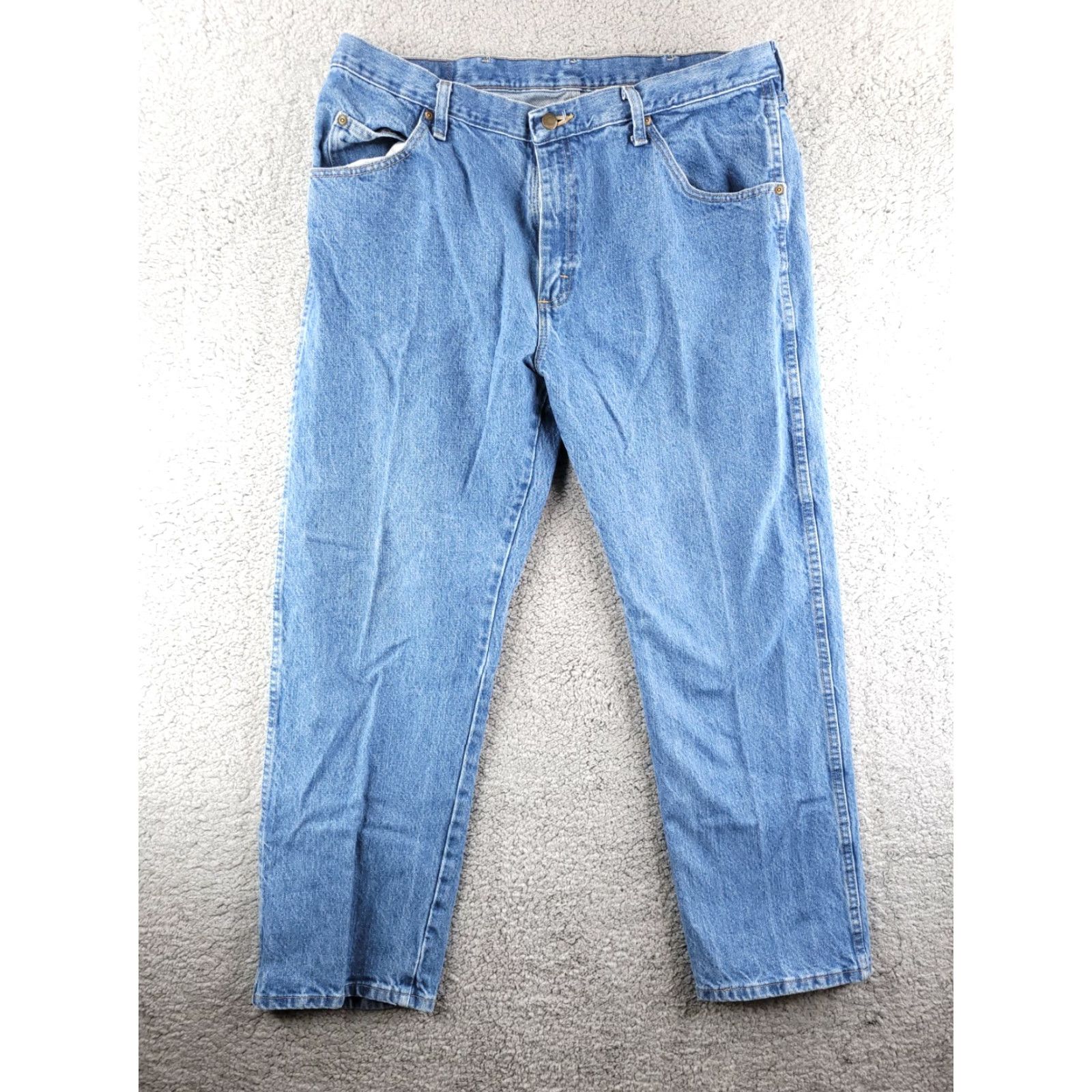 Wrangler Wrangler Jeans Men's 38x30 Blue Straight Denim Cotton Work Jeans Regular - Mens, Wrangler, Jeans, Blue, 38x30, Straight, Denim, Cotton Size US 38 / EU 54 - 2 Thumbnail