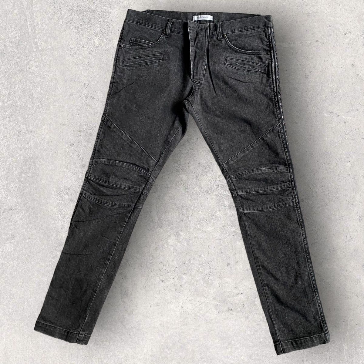 Balmain Pierre Balmain Side Lace Biker Jeans Size US 35 - 3 Thumbnail