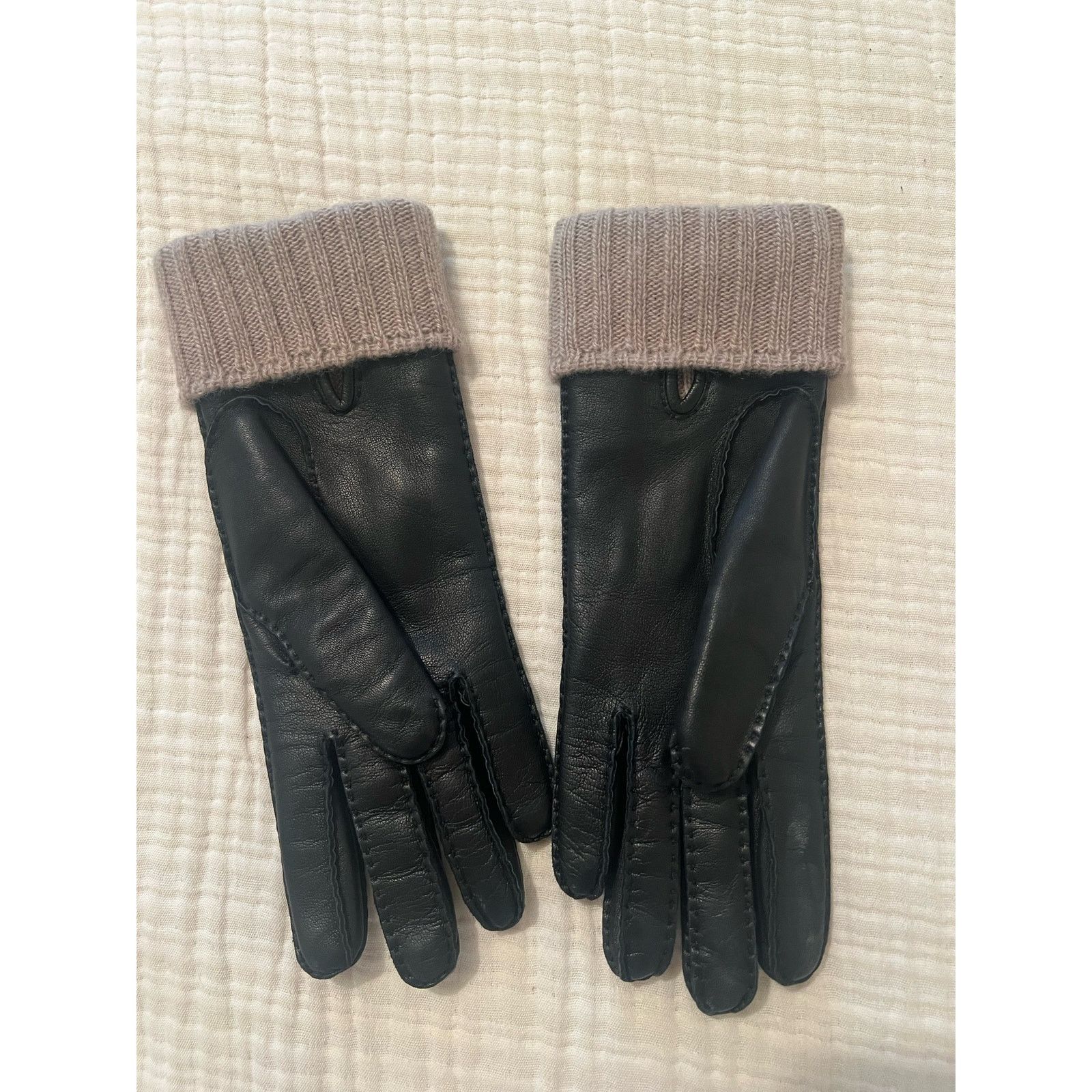 Hermes HERMES - Authentic Vintage Leather & Cashmere gloves Size ONE SIZE - 2 Thumbnail