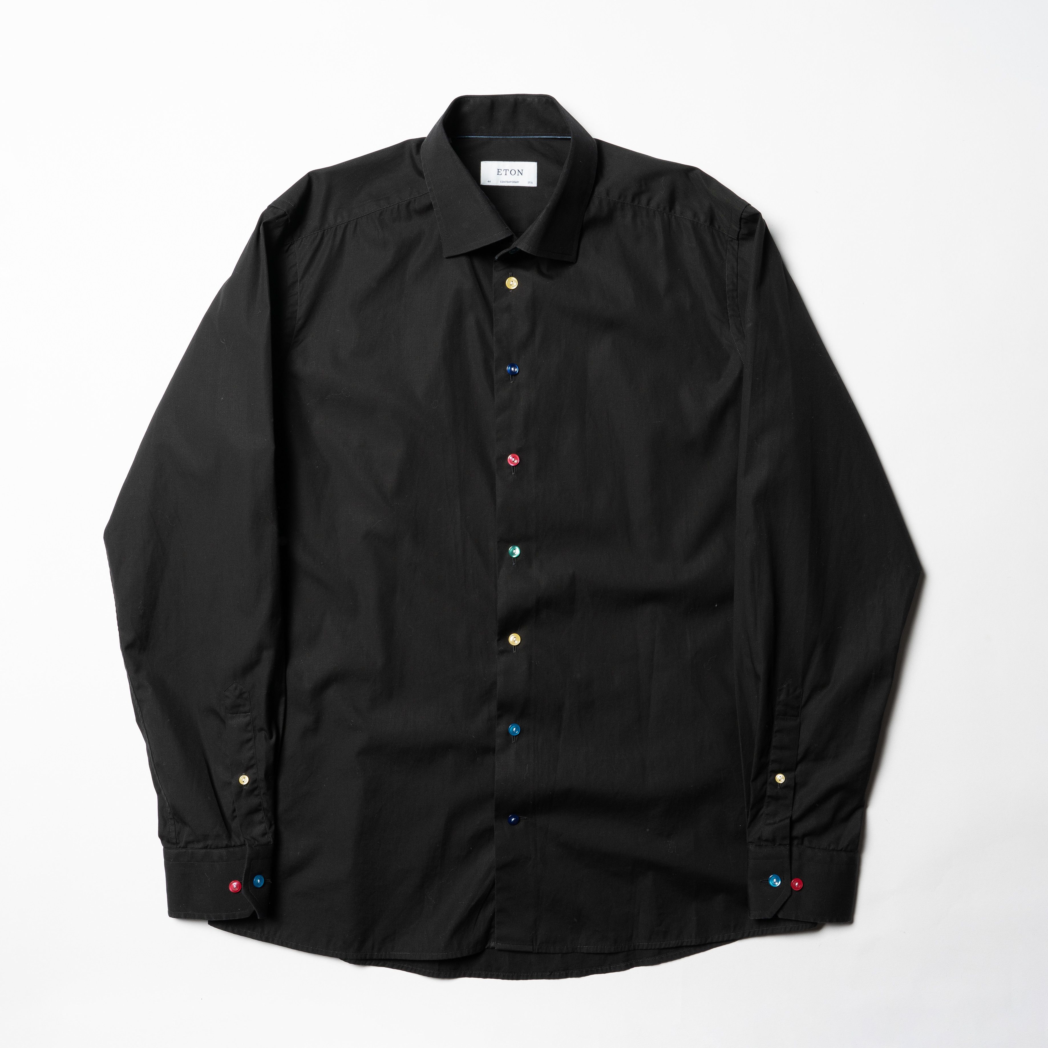 Eton 🔵 ETON Black Cotton Button Up Shirt Size US XL / EU 56 / 4 - 1 Thumbnail