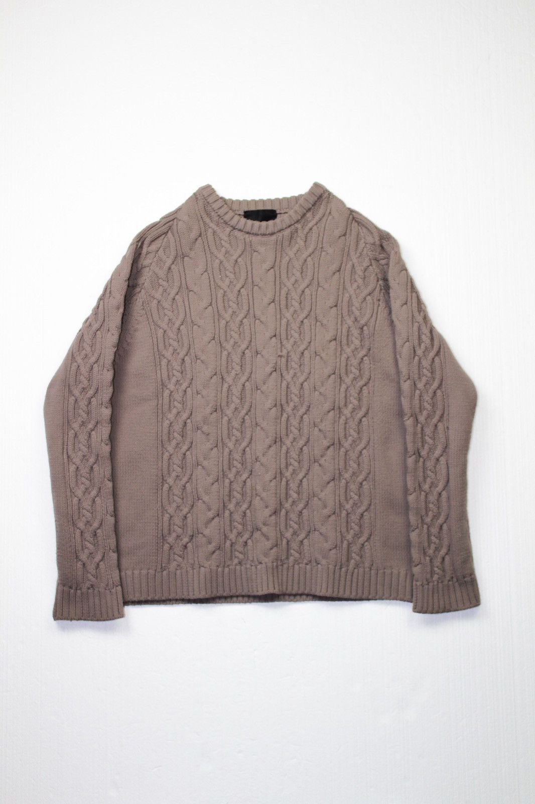 image of Number N Ine Cable Knit Sweater in Taupe, Men's (Size Large)